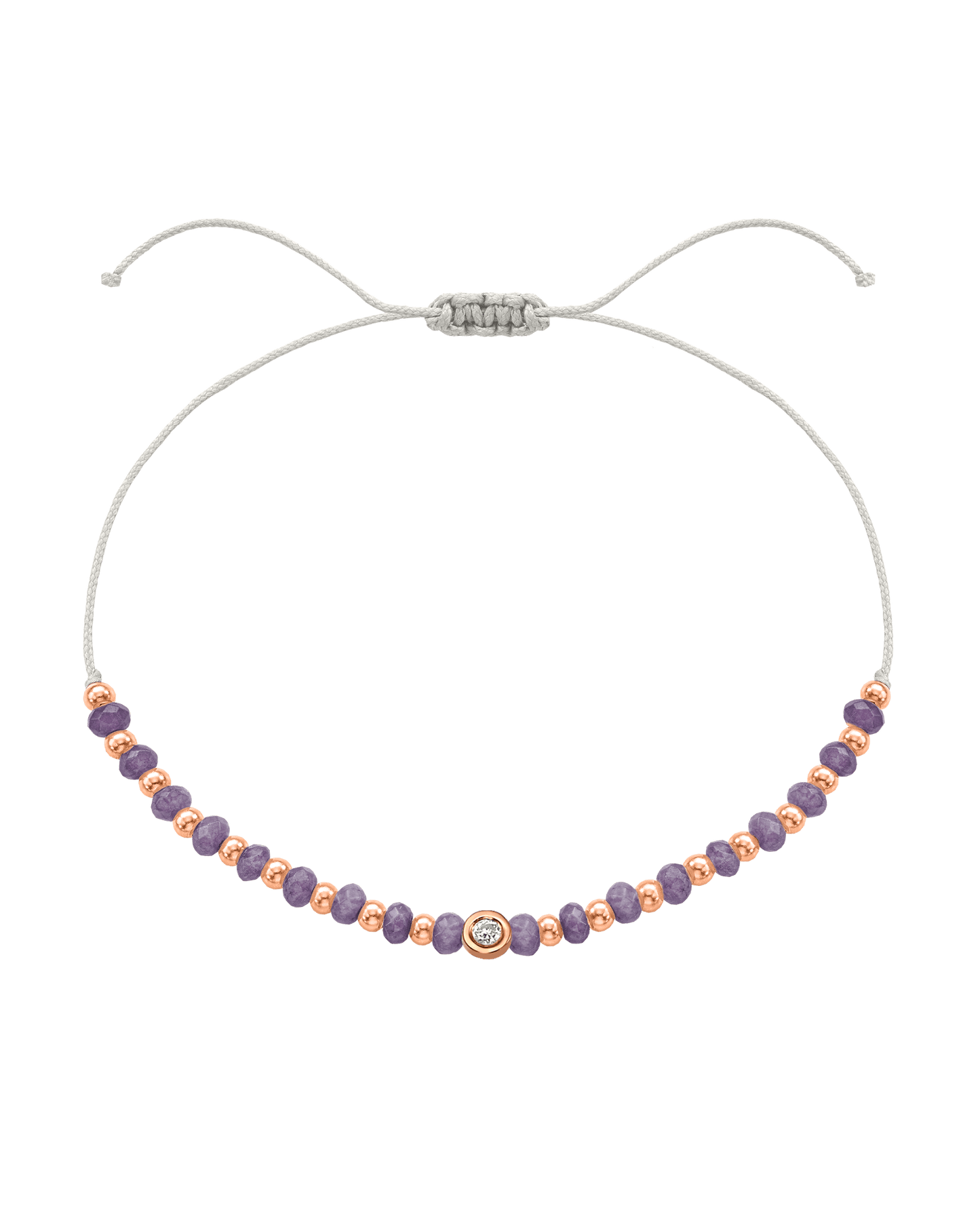 Amethyst Gemstone String of Love Bracelet for Tranquility - 14K Rose Gold Bracelets magal-dev Pearl Small: 0.03ct