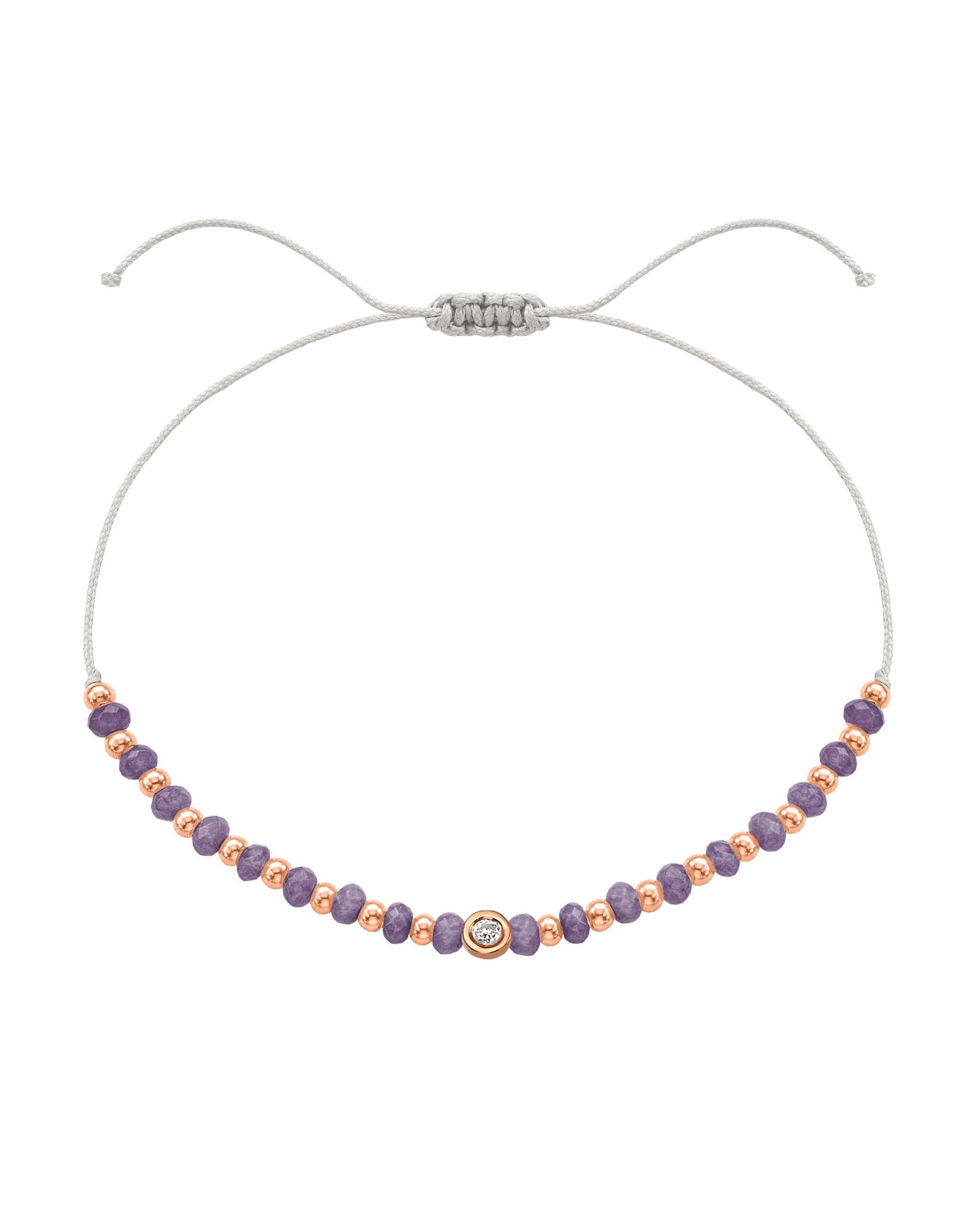 Amethyst Gemstone String of Love Bracelet for Tranquility - 14K Rose Gold Bracelets magal-dev Pearl Small: 0.03ct