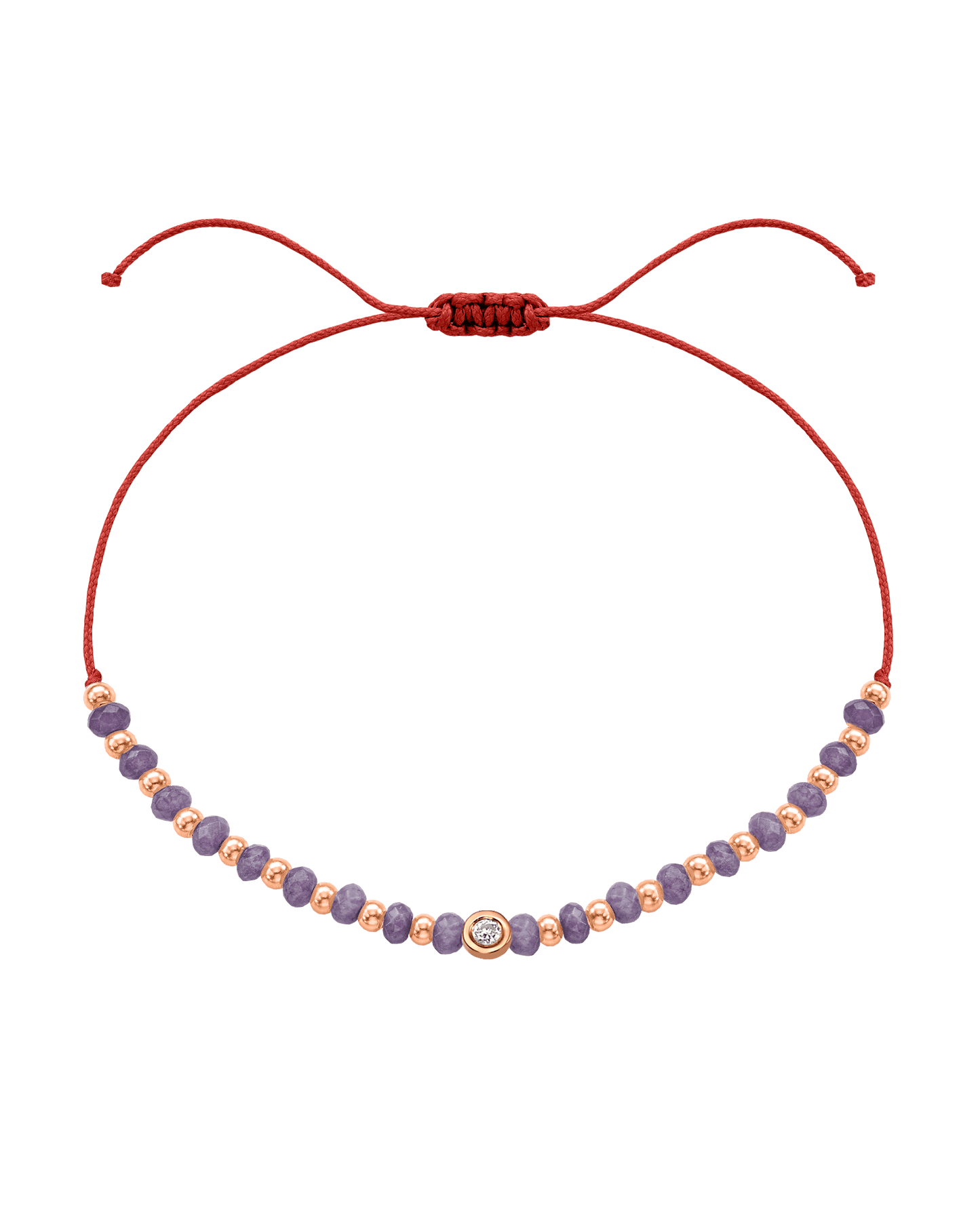 Amethyst Gemstone String of Love Bracelet for Tranquility - 14K Rose Gold Bracelets magal-dev Red Small: 0.03ct