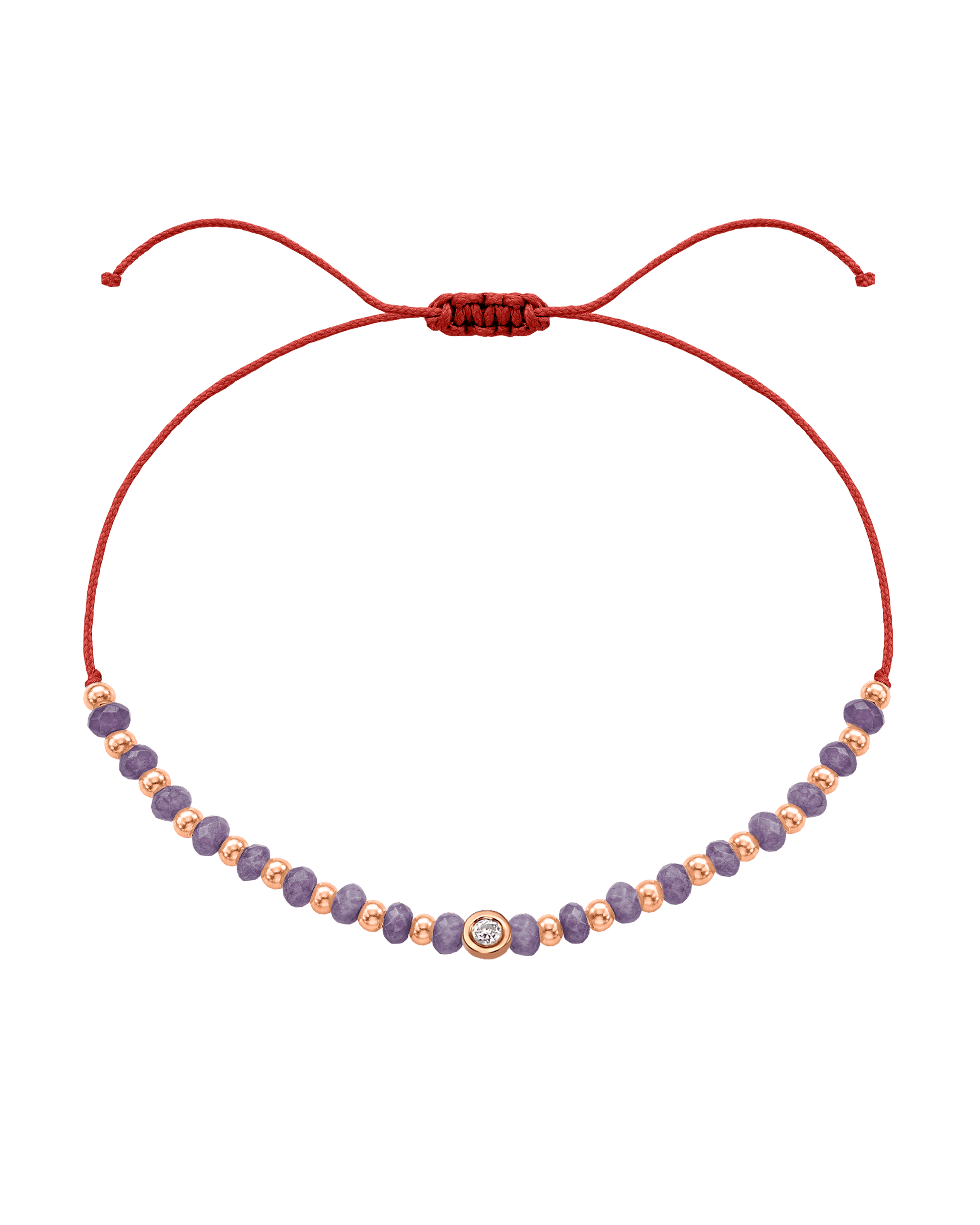 Amethyst Gemstone String of Love Bracelet for Tranquility - 14K Rose Gold Bracelets magal-dev Red Small: 0.03ct