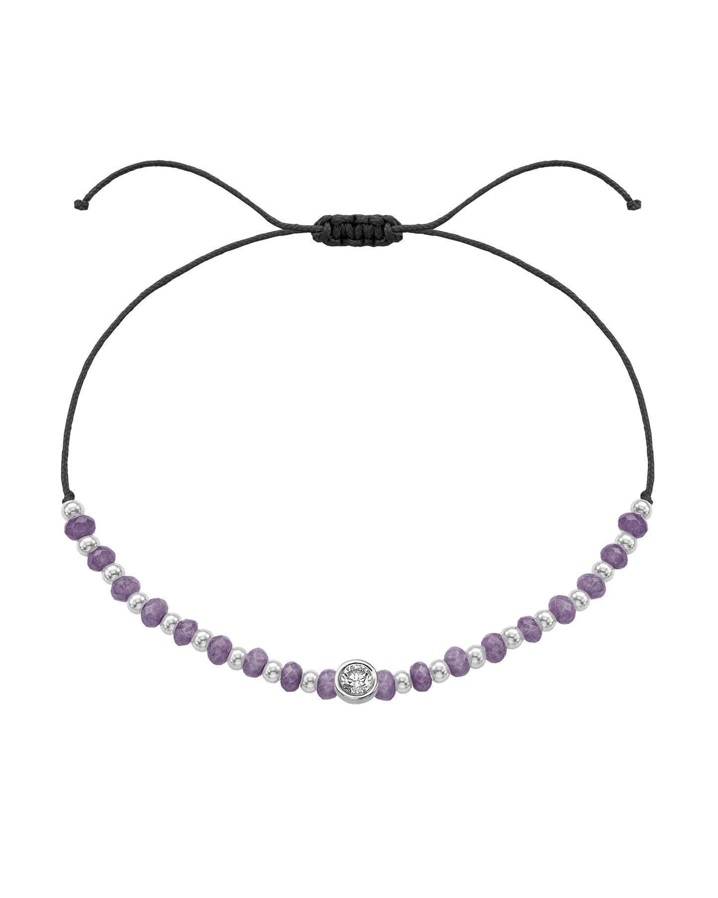Amethyst Gemstone String of Love Bracelet for Tranquility - 14K White Gold Bracelets magal-dev Black Large: 0.1ct