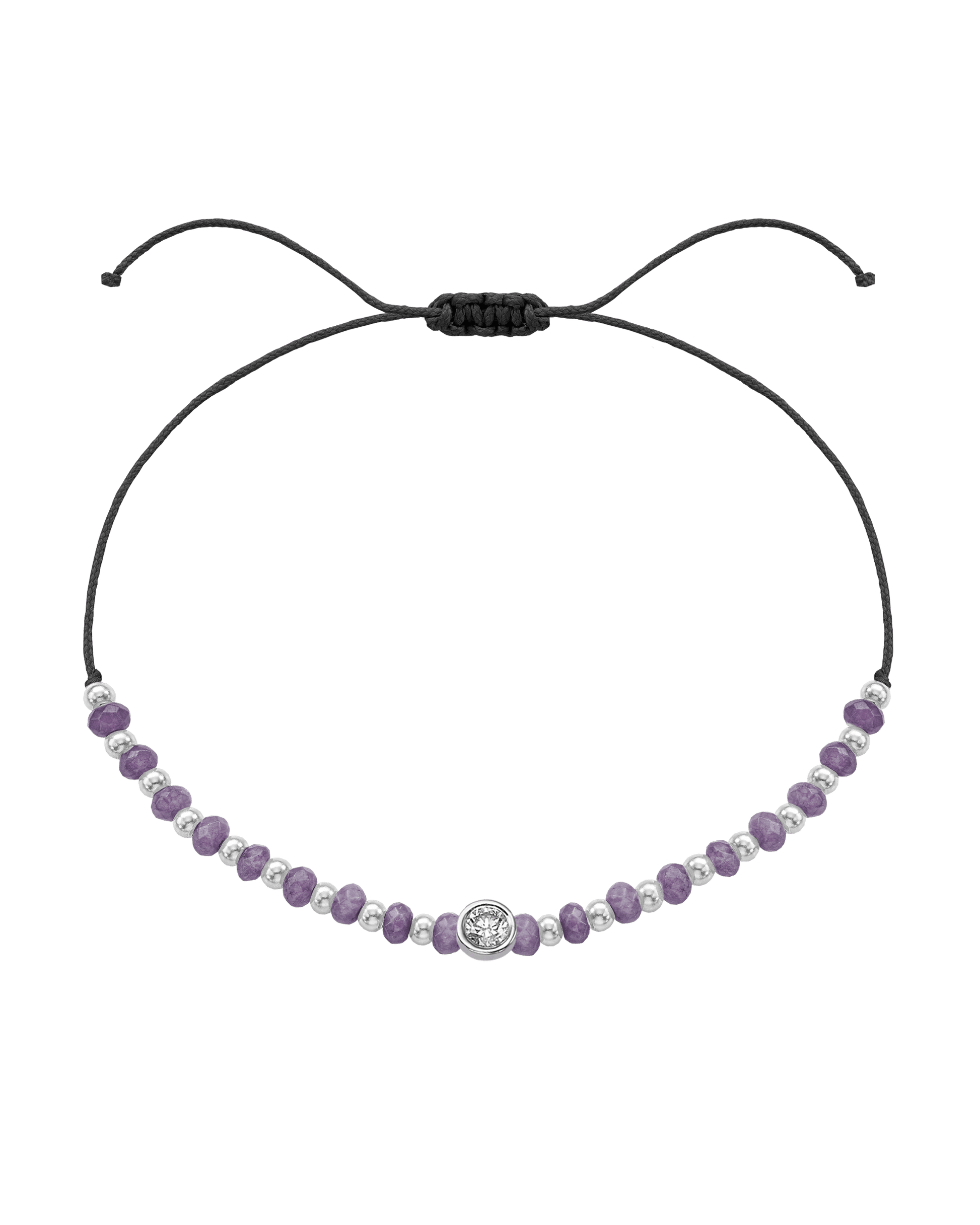 Amethyst Gemstone String of Love Bracelet for Tranquility - 14K White Gold Bracelets magal-dev Black Large: 0.1ct