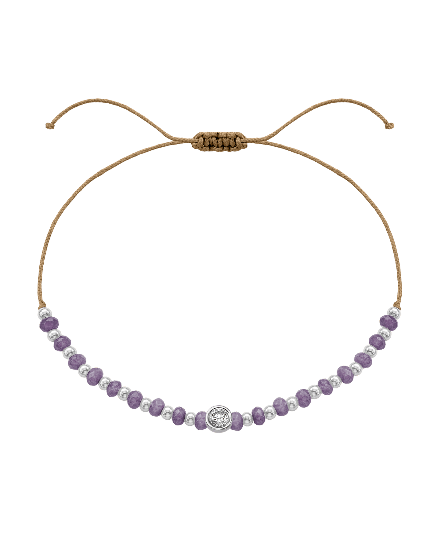 Amethyst Gemstone String of Love Bracelet for Tranquility - 14K White Gold Bracelets magal-dev Camel Large: 0.1ct