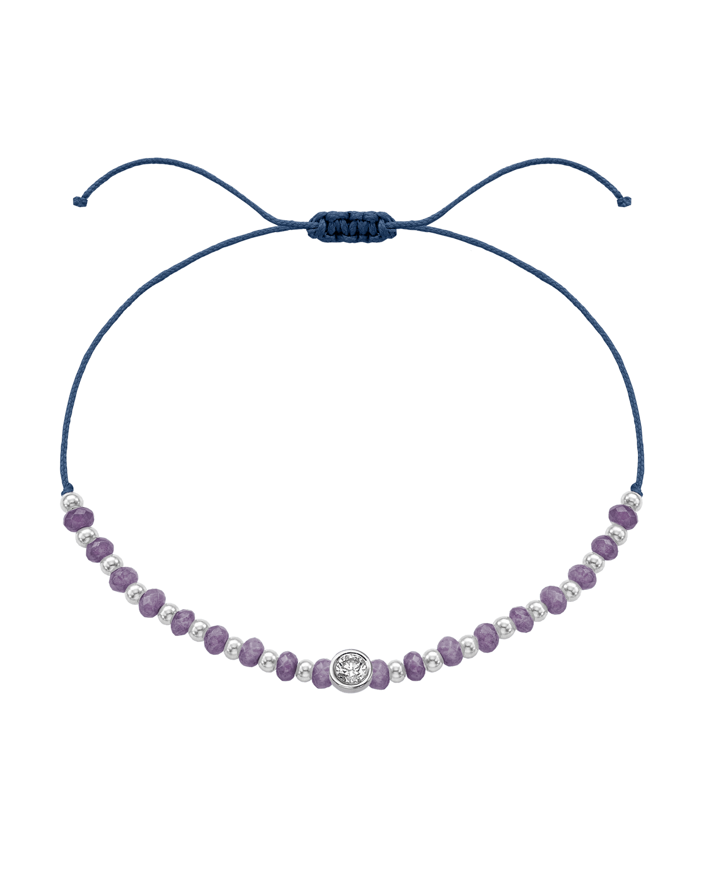 Amethyst Gemstone String of Love Bracelet for Tranquility - 14K White Gold Bracelets magal-dev Indigo Large: 0.1ct