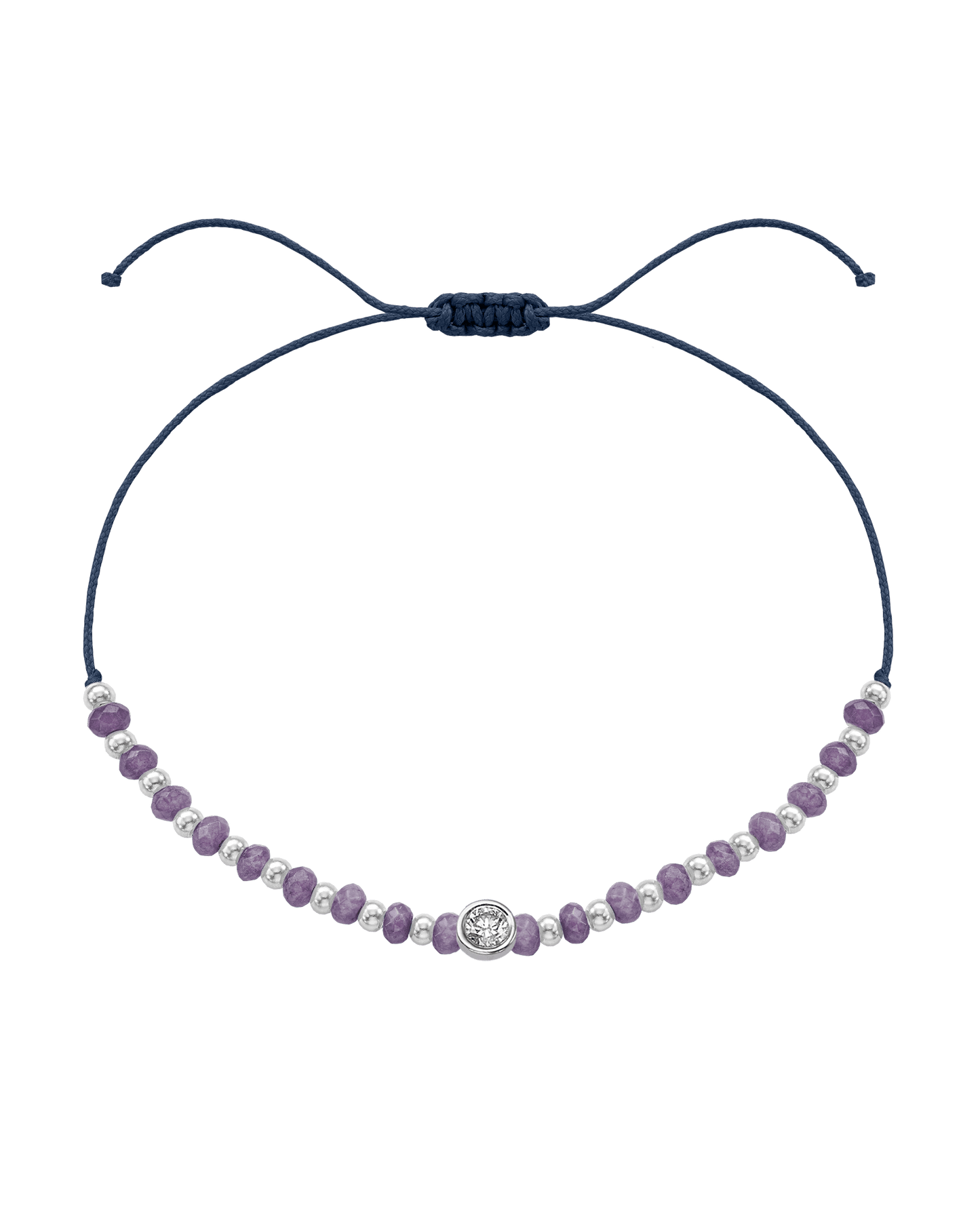 Amethyst Gemstone String of Love Bracelet for Tranquility - 14K White Gold Bracelets magal-dev Navy Blue Large: 0.1ct
