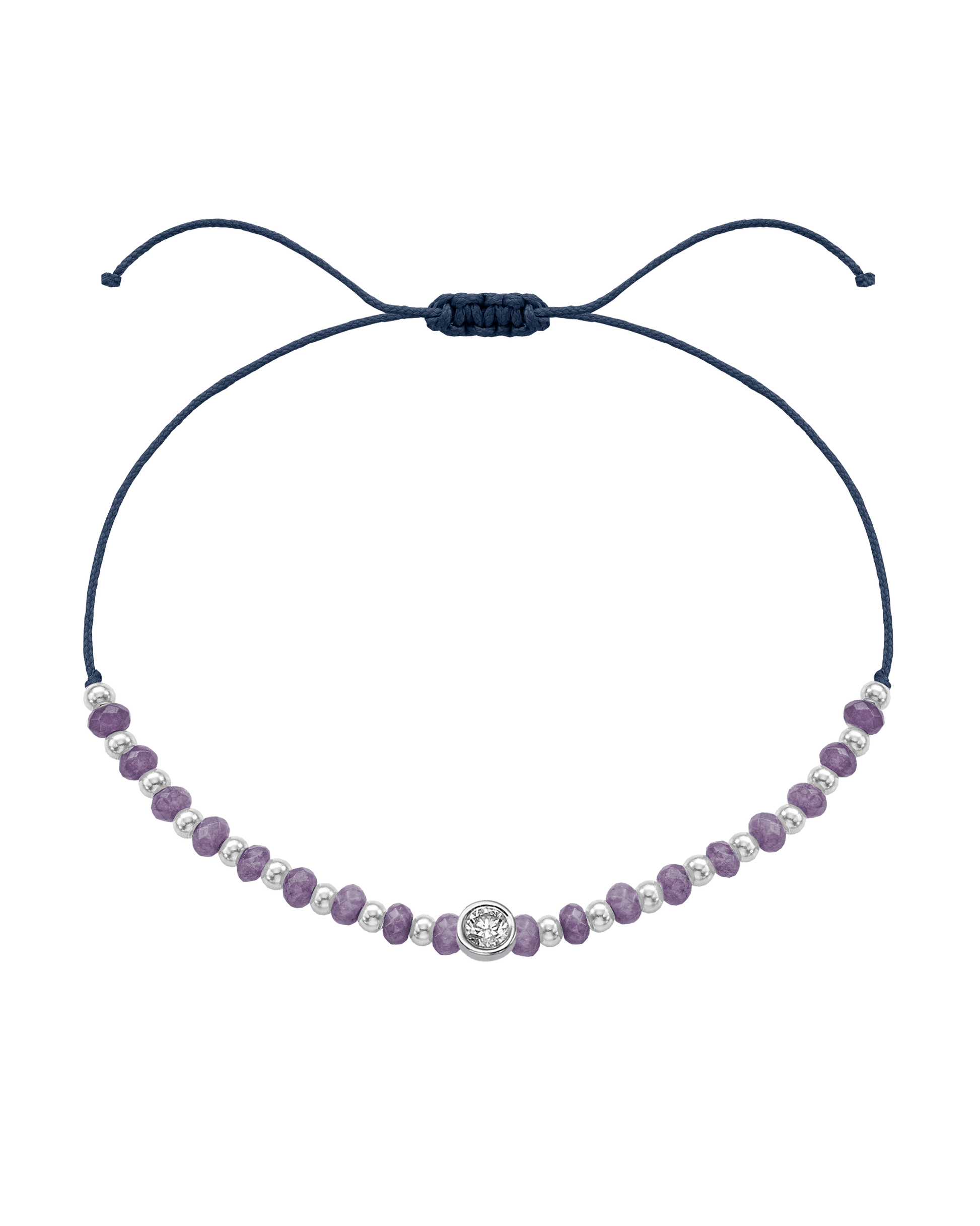 Amethyst Gemstone String of Love Bracelet for Tranquility - 14K White Gold Bracelets magal-dev Navy Blue Large: 0.1ct