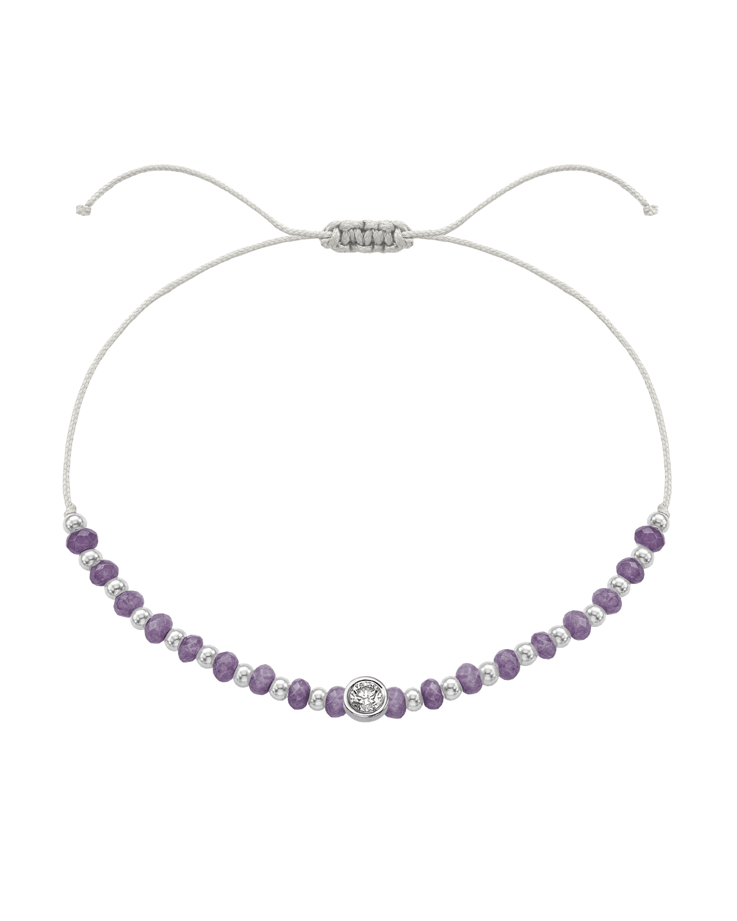 Amethyst Gemstone String of Love Bracelet for Tranquility - 14K White Gold Bracelets magal-dev Pearl Large: 0.1ct