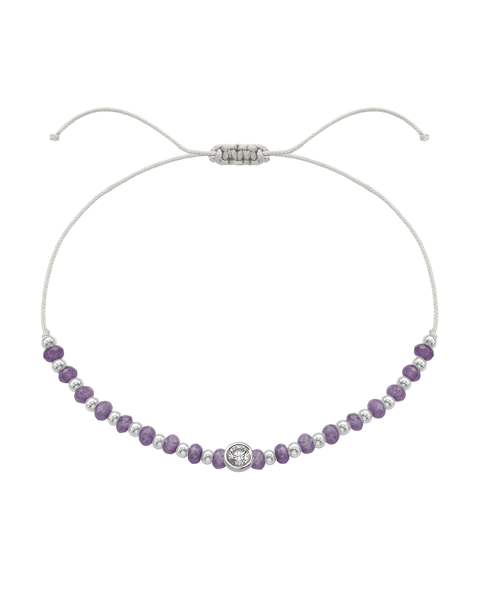 Amethyst Gemstone String of Love Bracelet for Tranquility - 14K White Gold Bracelets magal-dev Pearl Large: 0.1ct