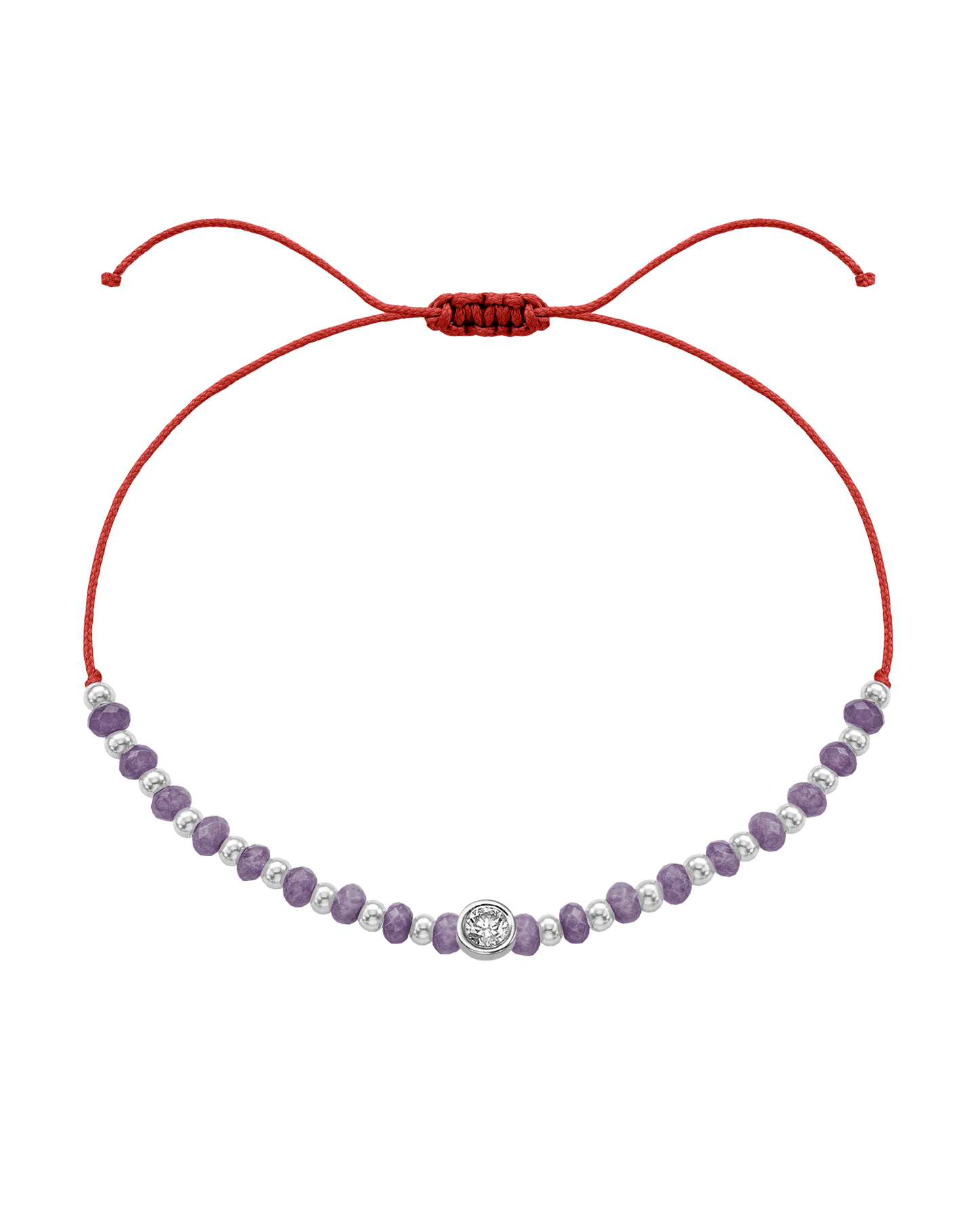 Amethyst Gemstone String of Love Bracelet for Tranquility - 14K White Gold Bracelets magal-dev Red Large: 0.1ct