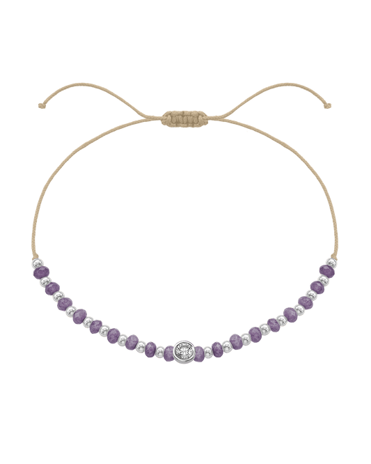 Amethyst Gemstone String of Love Bracelet for Tranquility - 14K White Gold Bracelets magal-dev Beige Large: 0.1ct