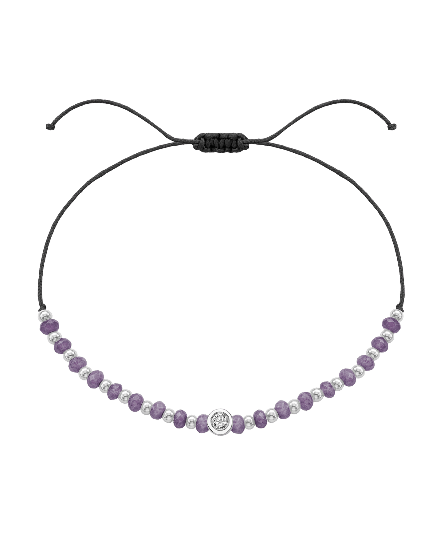 Amethyst Gemstone String of Love Bracelet for Tranquility - 14K White Gold Bracelets magal-dev Black Medium: 0.04ct