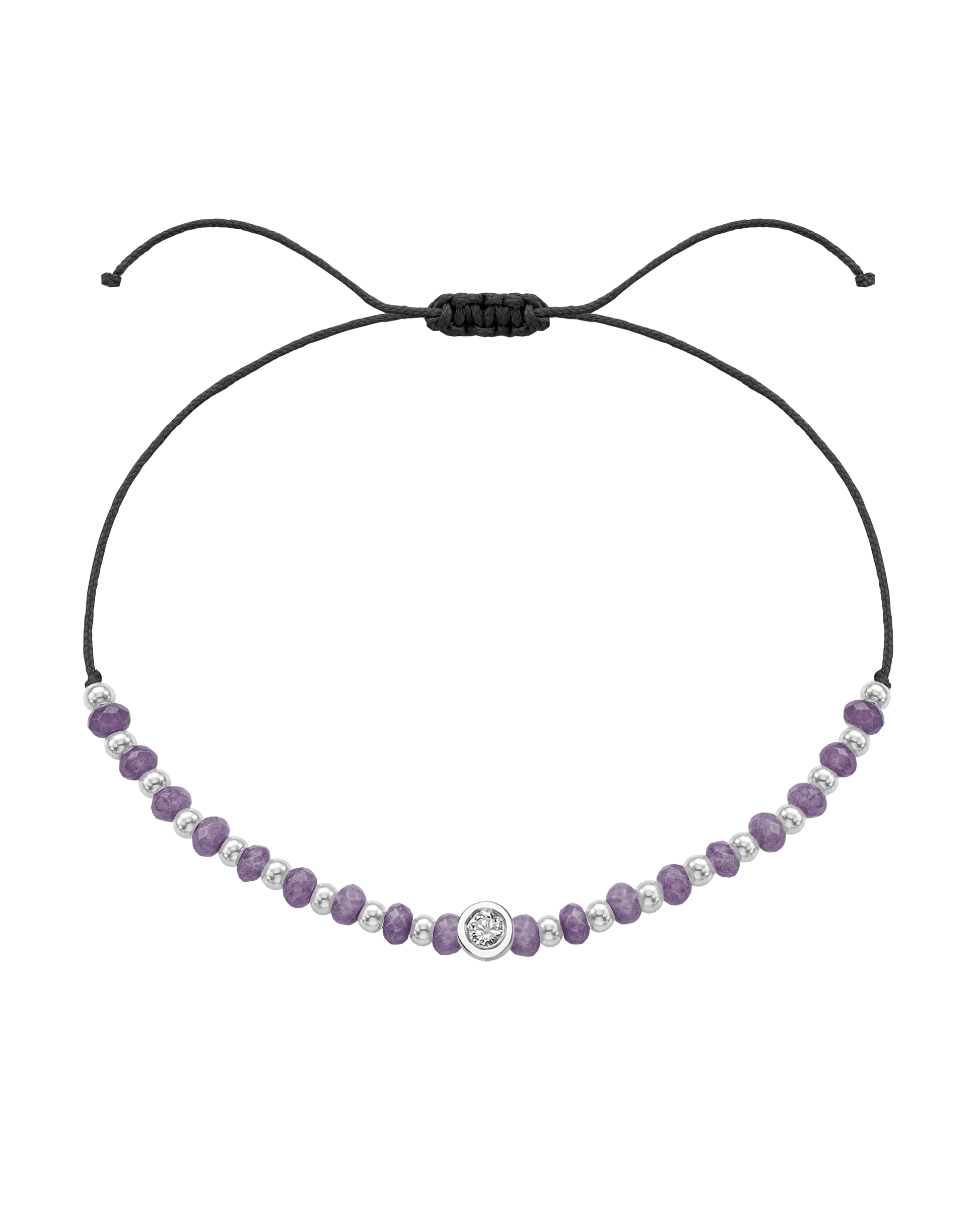 Amethyst Gemstone String of Love Bracelet for Tranquility - 14K White Gold Bracelets magal-dev Black Medium: 0.04ct