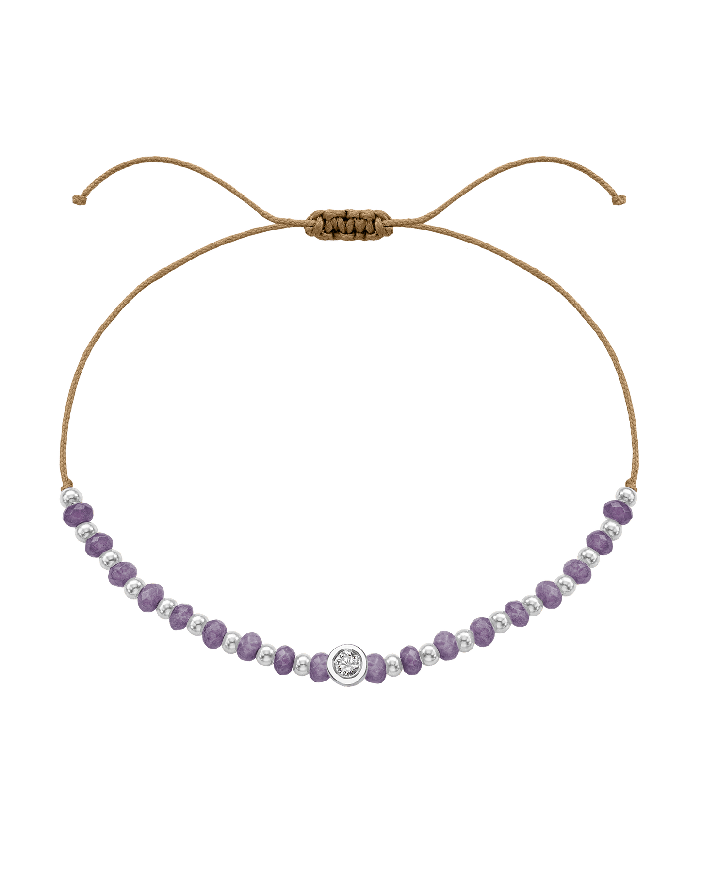 Amethyst Gemstone String of Love Bracelet for Tranquility - 14K White Gold Bracelets magal-dev Camel Medium: 0.04ct