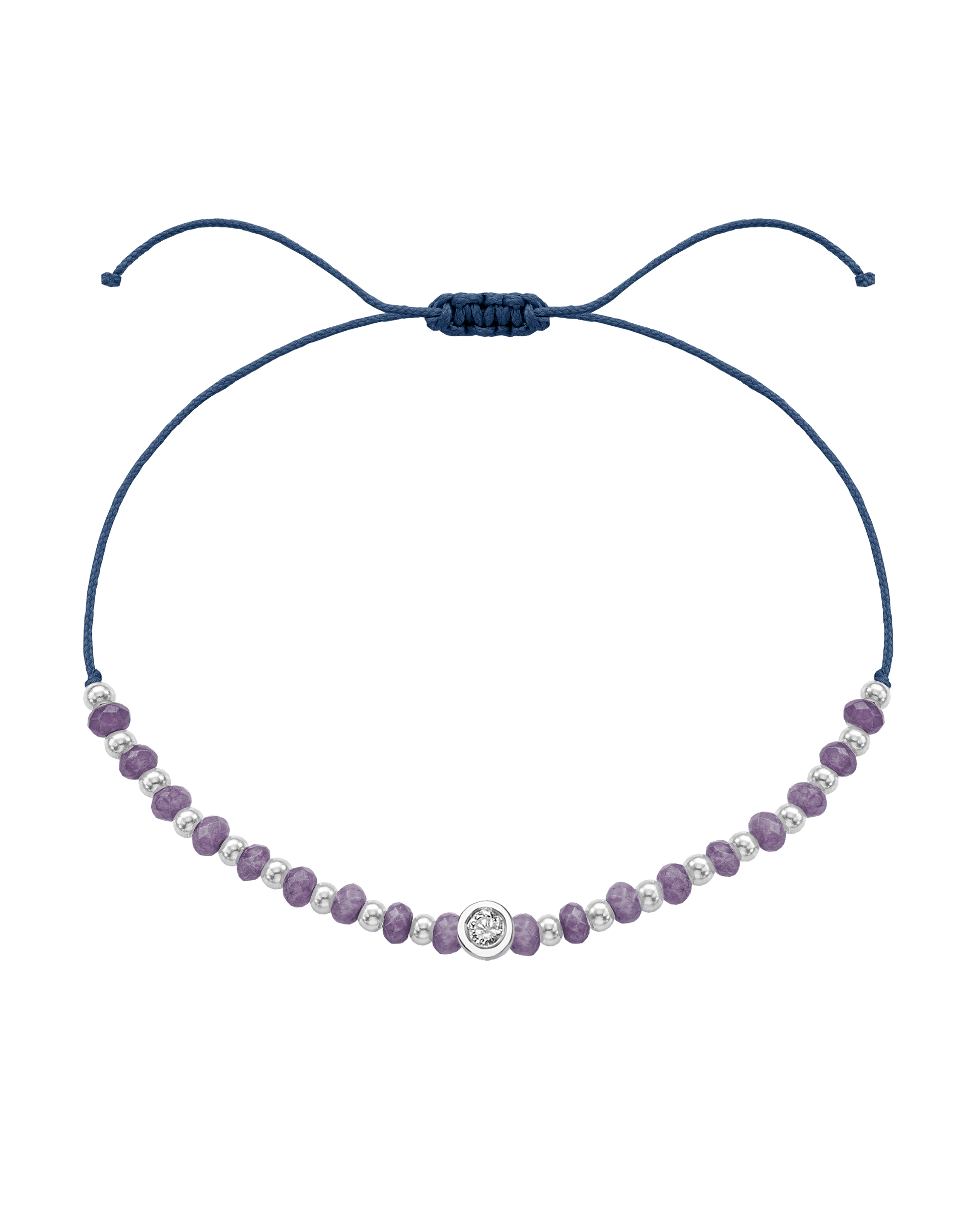 Amethyst Gemstone String of Love Bracelet for Tranquility - 14K White Gold Bracelets magal-dev Indigo Medium: 0.04ct