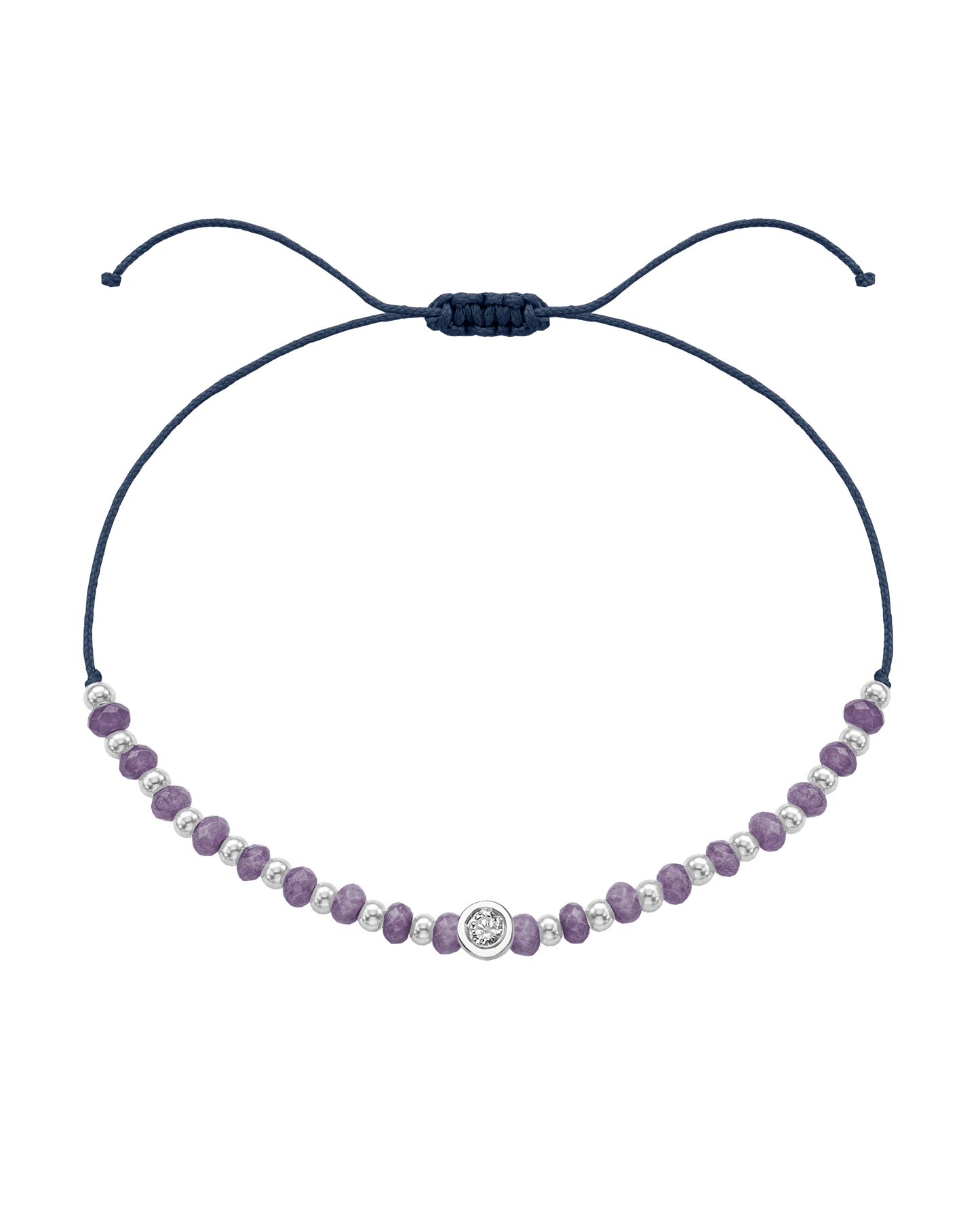 Amethyst Gemstone String of Love Bracelet for Tranquility - 14K White Gold Bracelets magal-dev Navy Blue Medium: 0.04ct