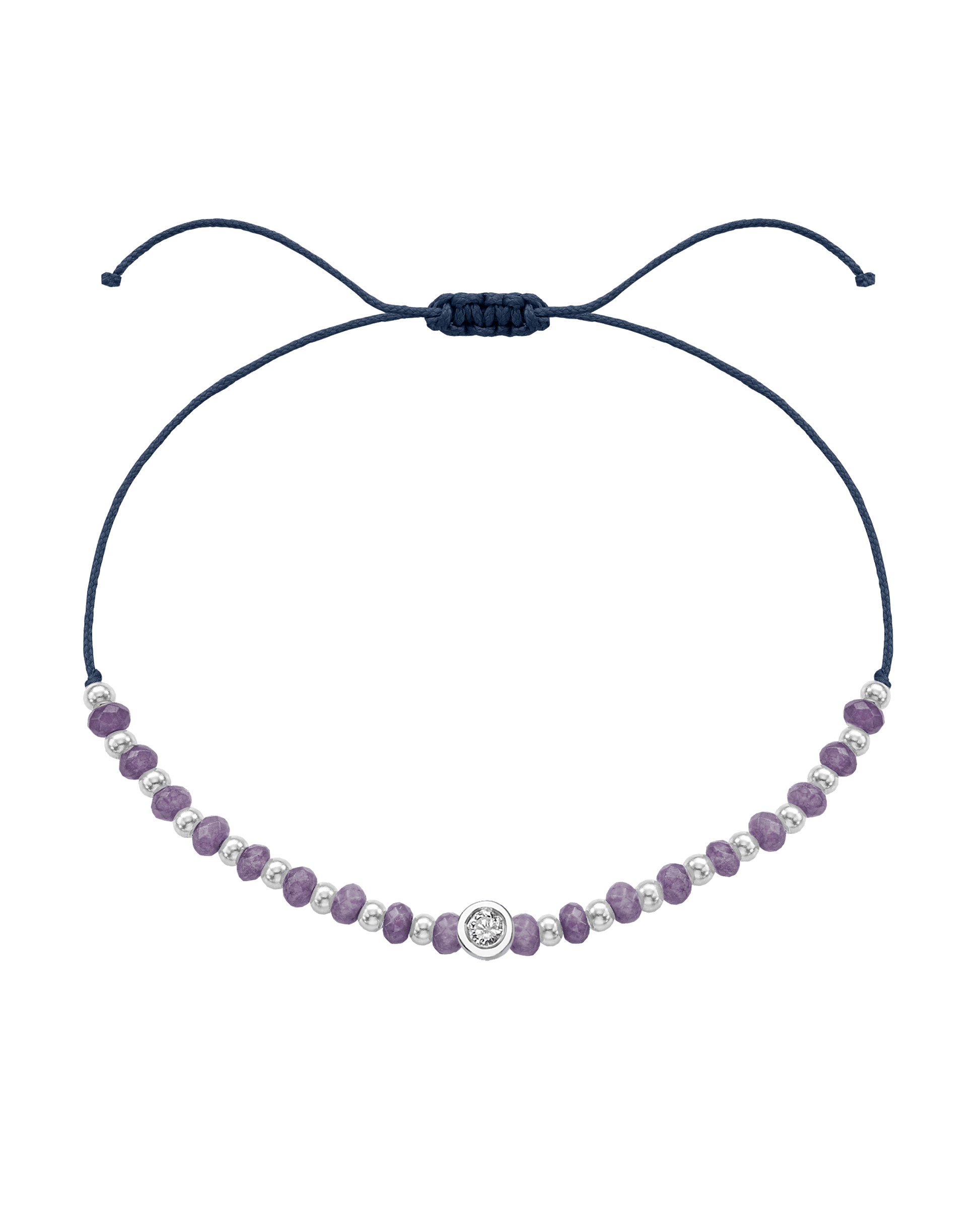 Amethyst Gemstone String of Love Bracelet for Tranquility - 14K White Gold Bracelets magal-dev Navy Blue Medium: 0.04ct