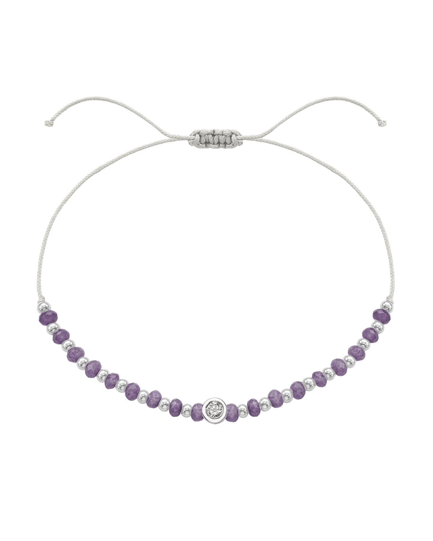 Amethyst Gemstone String of Love Bracelet for Tranquility - 14K White Gold Bracelets magal-dev Pearl Medium: 0.04ct
