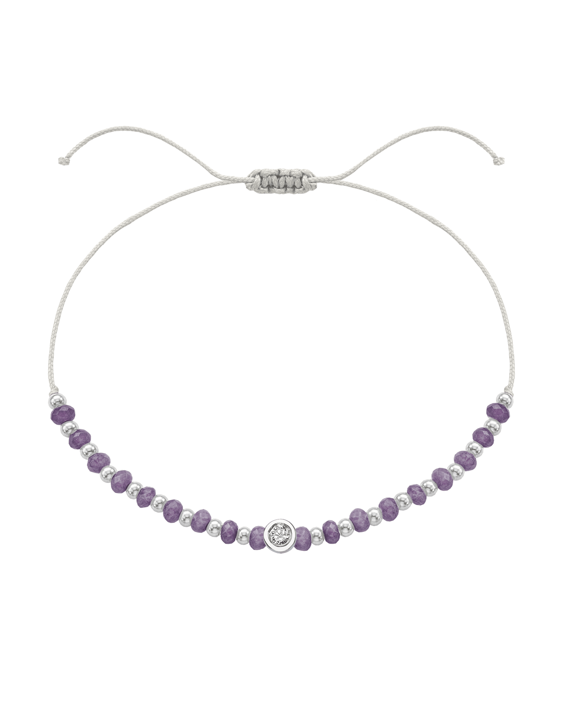 Amethyst Gemstone String of Love Bracelet for Tranquility - 14K White Gold Bracelets magal-dev Pearl Medium: 0.04ct