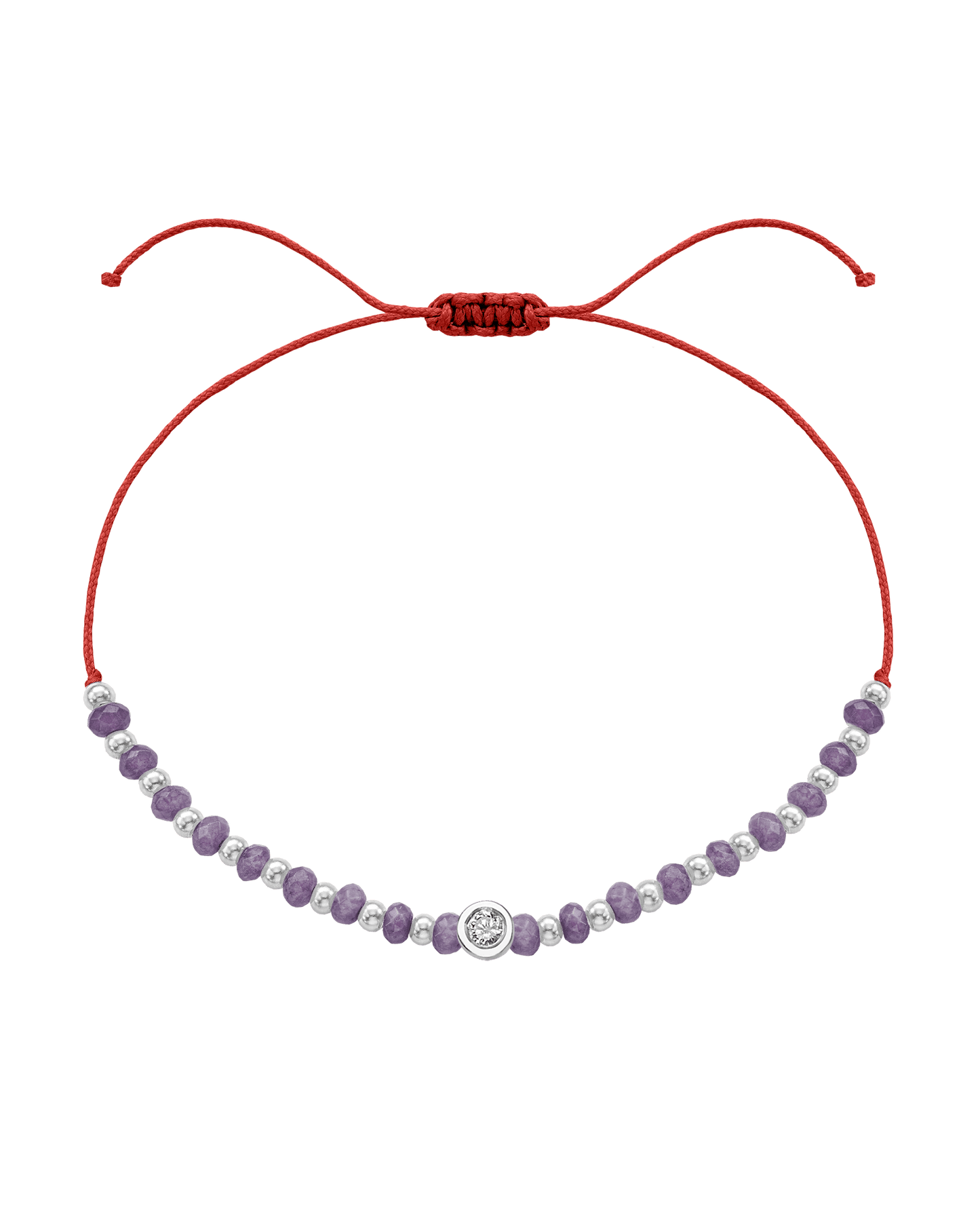Amethyst Gemstone String of Love Bracelet for Tranquility - 14K White Gold Bracelets magal-dev Red Medium: 0.04ct