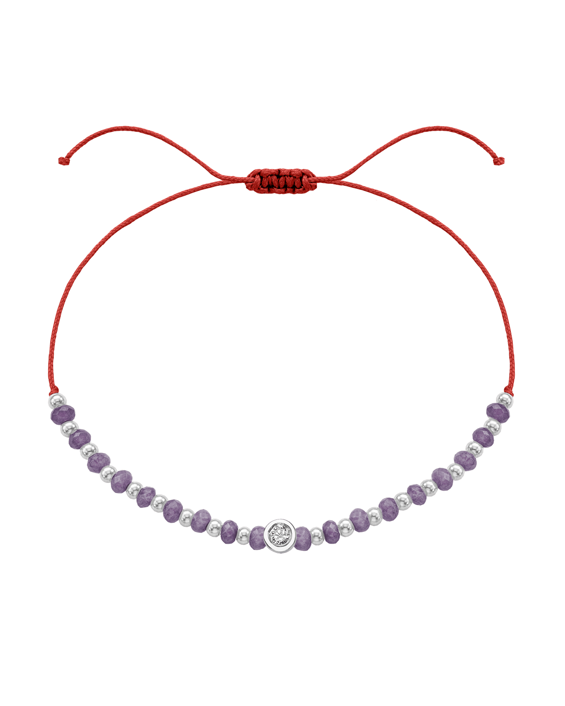 Amethyst Gemstone String of Love Bracelet for Tranquility - 14K White Gold Bracelets magal-dev Red Medium: 0.04ct