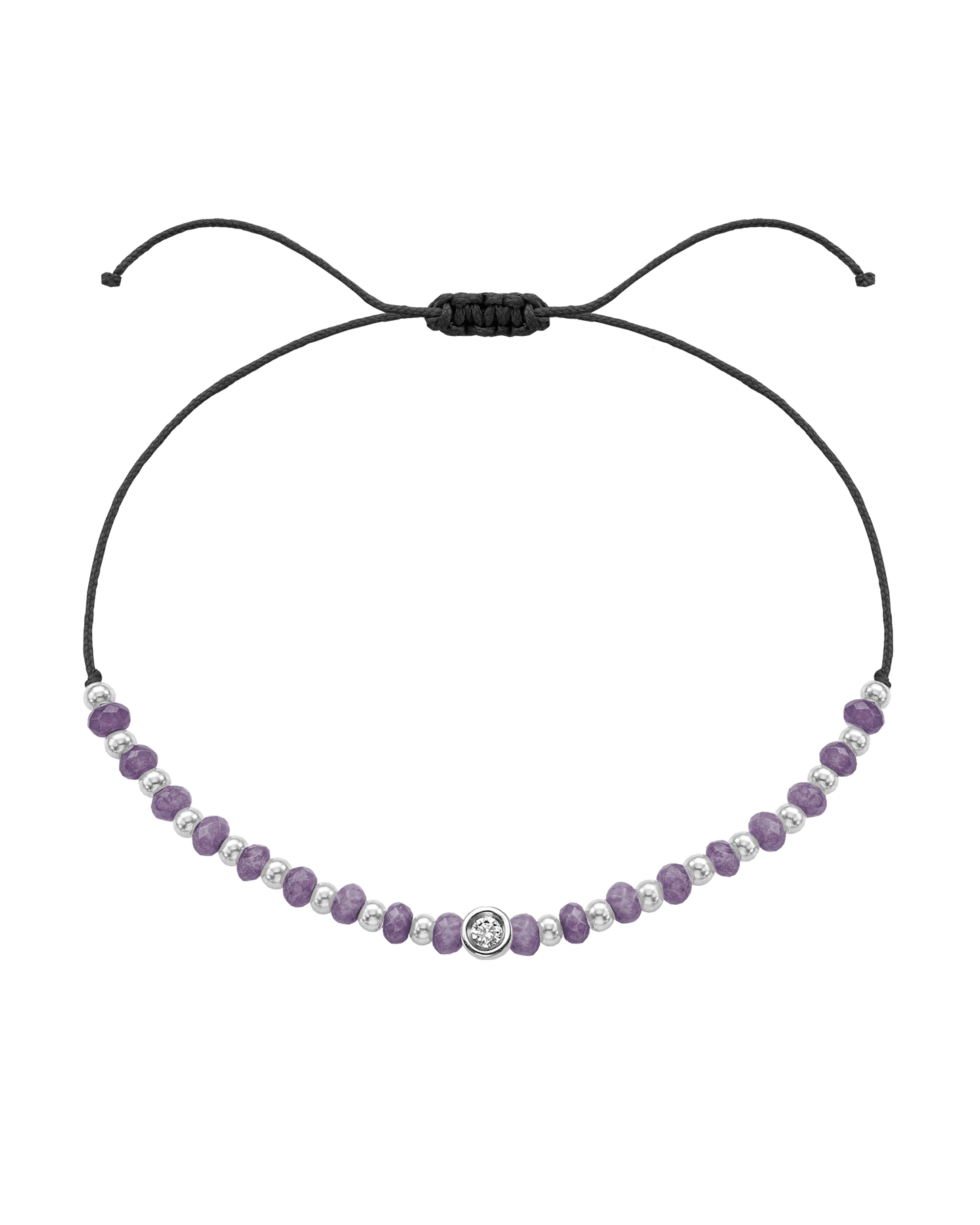 Amethyst Gemstone String of Love Bracelet for Tranquility - 14K White Gold Bracelets magal-dev Black Small: 0.03ct