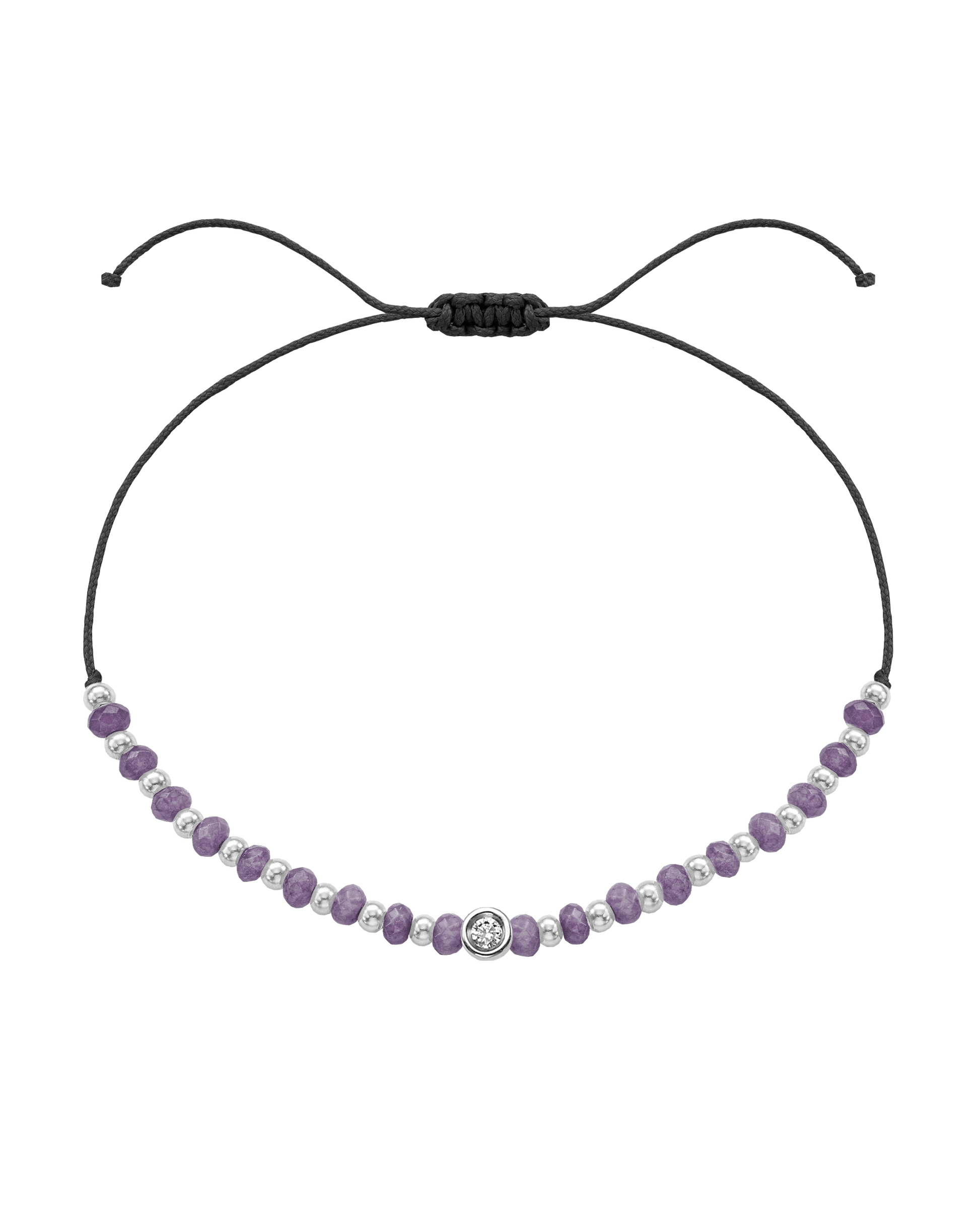 Amethyst Gemstone String of Love Bracelet for Tranquility - 14K White Gold Bracelets magal-dev Black Small: 0.03ct