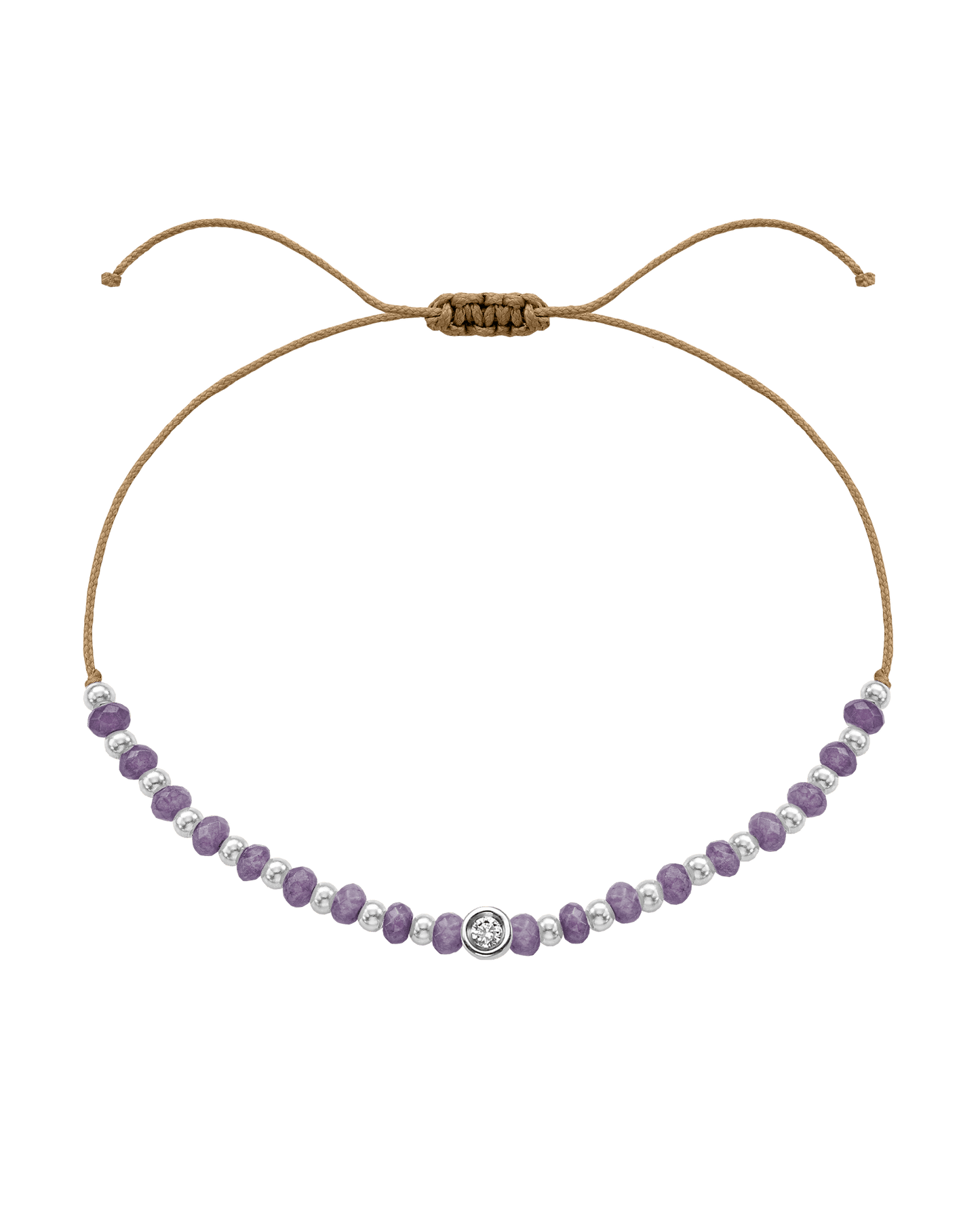 Amethyst Gemstone String of Love Bracelet for Tranquility - 14K White Gold Bracelets magal-dev Camel Small: 0.03ct