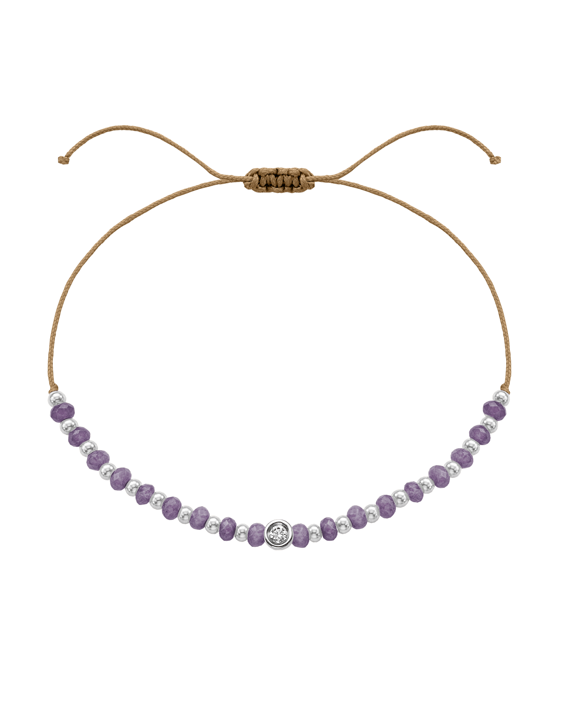 Amethyst Gemstone String of Love Bracelet for Tranquility - 14K White Gold Bracelets magal-dev Camel Small: 0.03ct