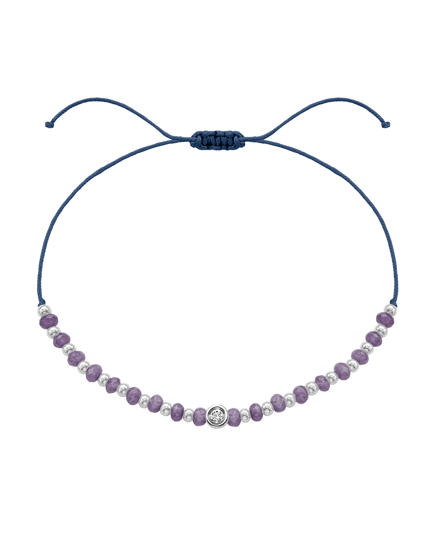 Amethyst Gemstone String of Love Bracelet for Tranquility - 14K White Gold Bracelets magal-dev Indigo Small: 0.03ct