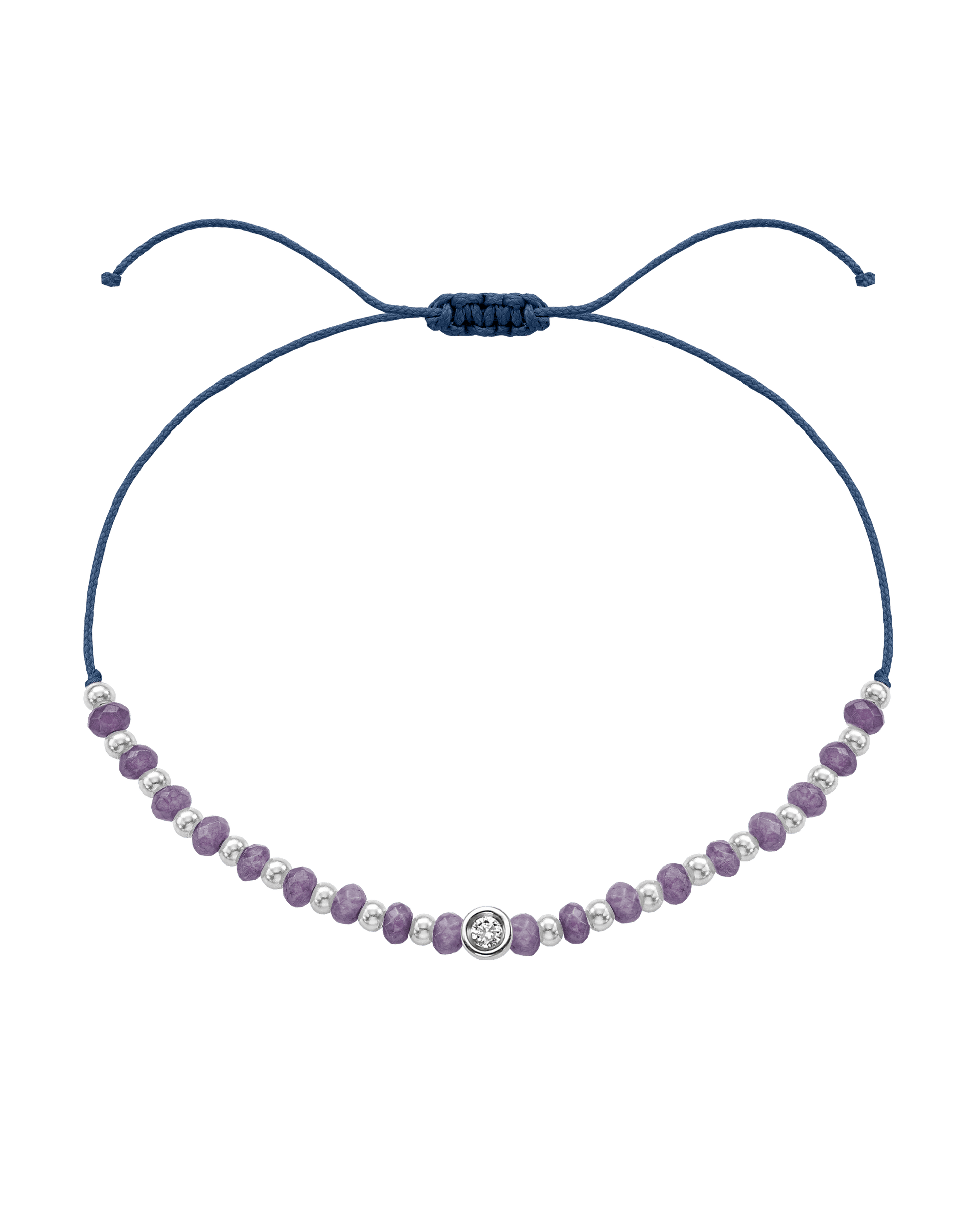 Amethyst Gemstone String of Love Bracelet for Tranquility - 14K White Gold Bracelets magal-dev Indigo Small: 0.03ct