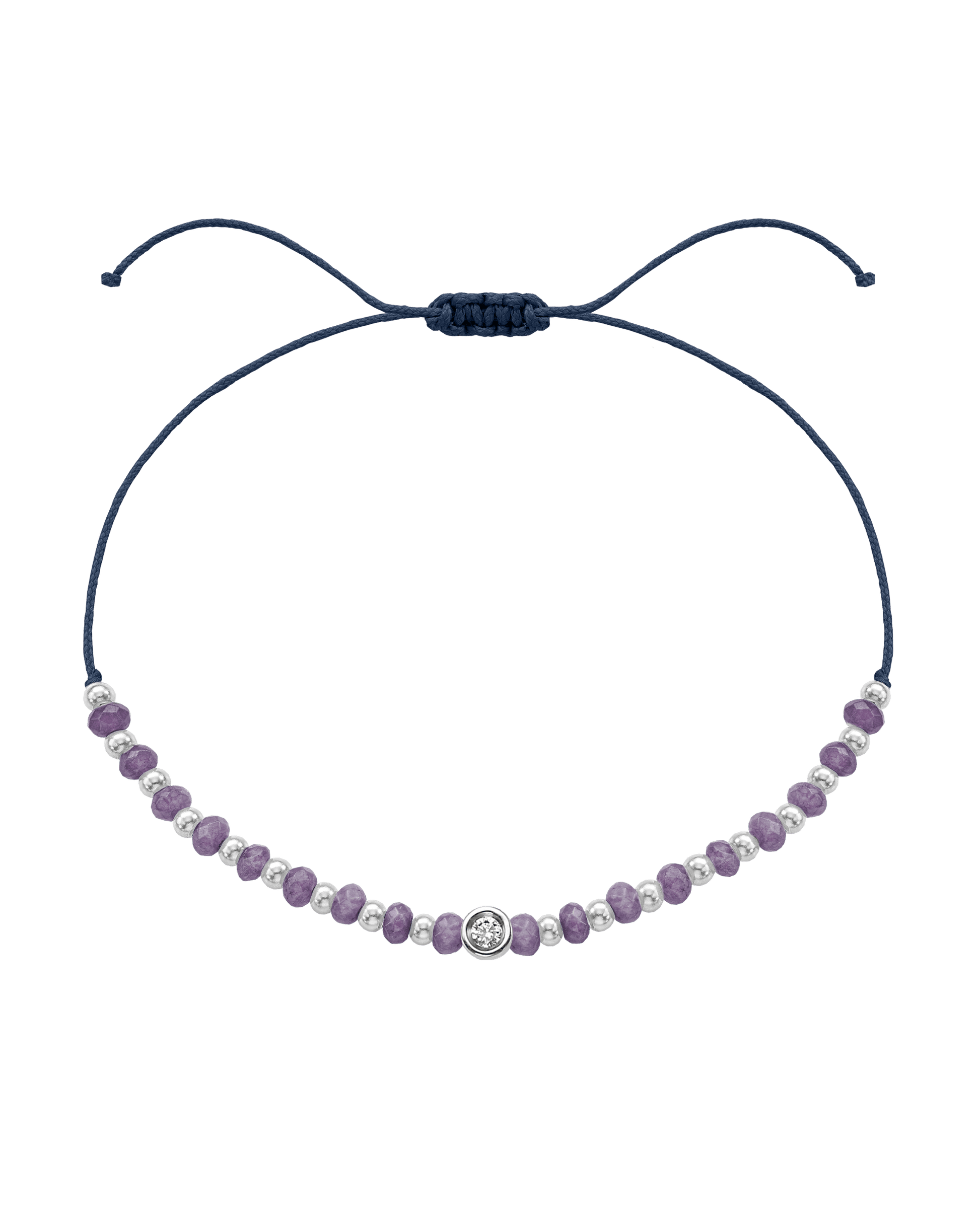 Amethyst Gemstone String of Love Bracelet for Tranquility - 14K White Gold Bracelets magal-dev Navy Blue Small: 0.03ct