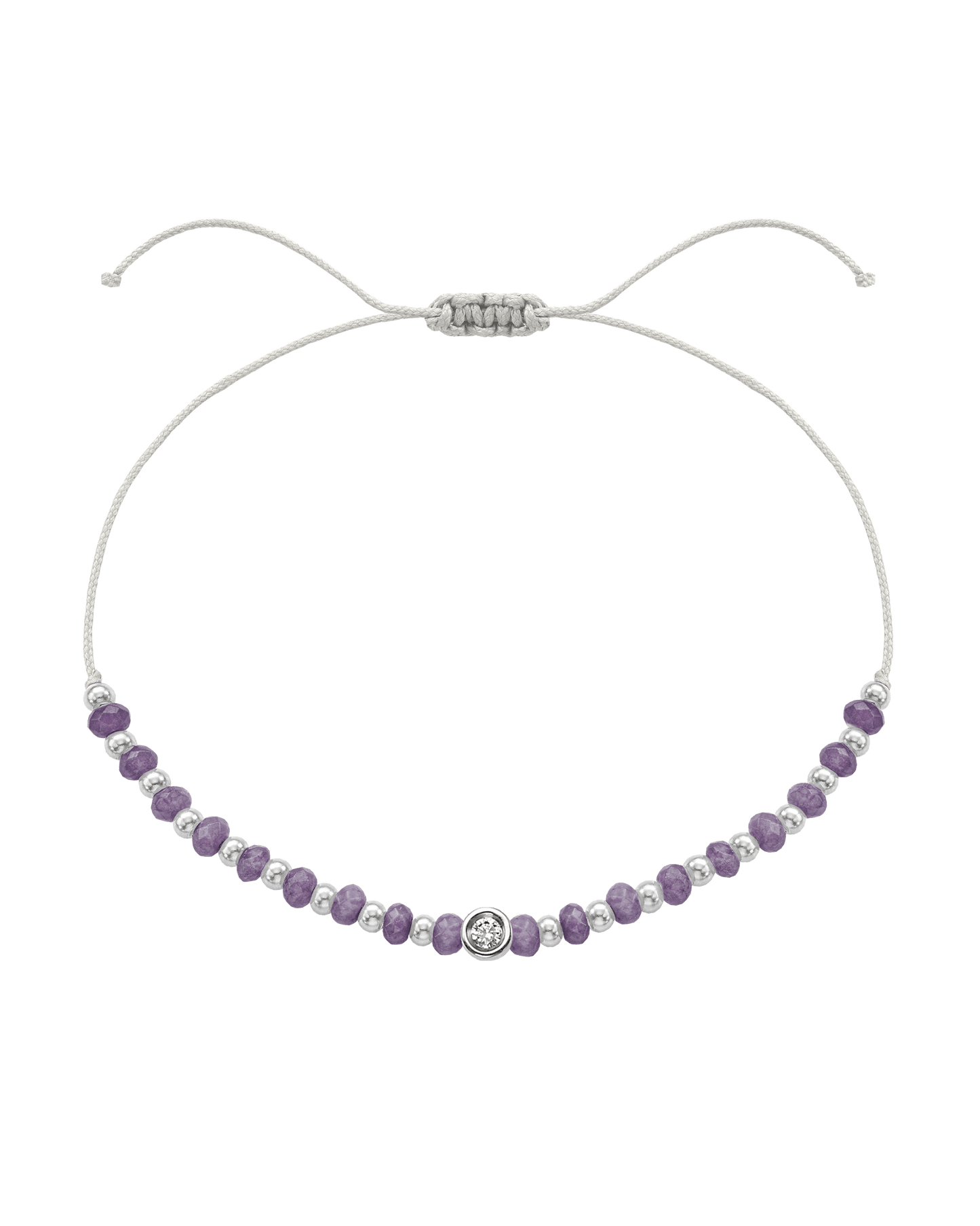 Amethyst Gemstone String of Love Bracelet for Tranquility - 14K White Gold Bracelets magal-dev Pearl Small: 0.03ct