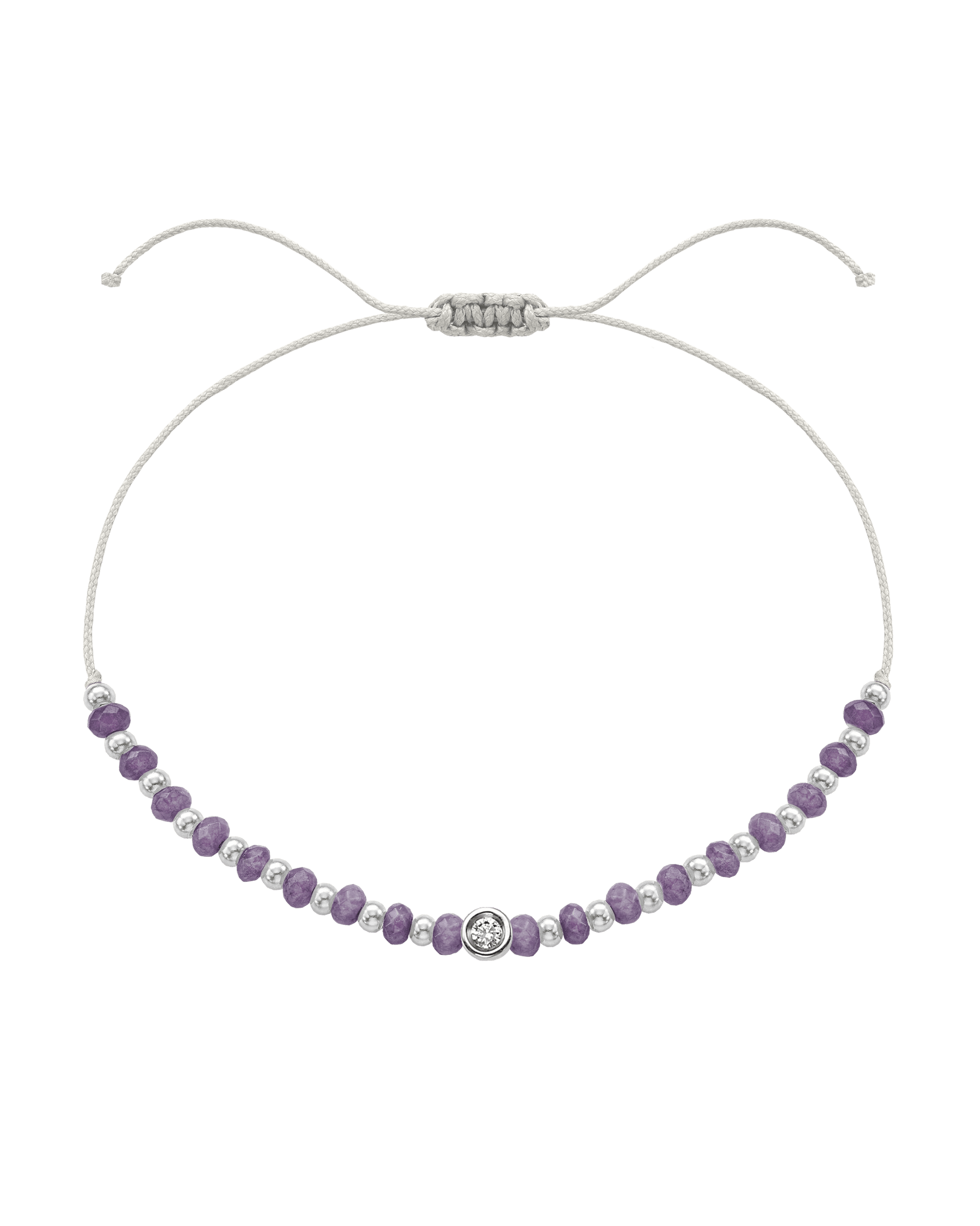 Amethyst Gemstone String of Love Bracelet for Tranquility - 14K White Gold Bracelets magal-dev Pearl Small: 0.03ct
