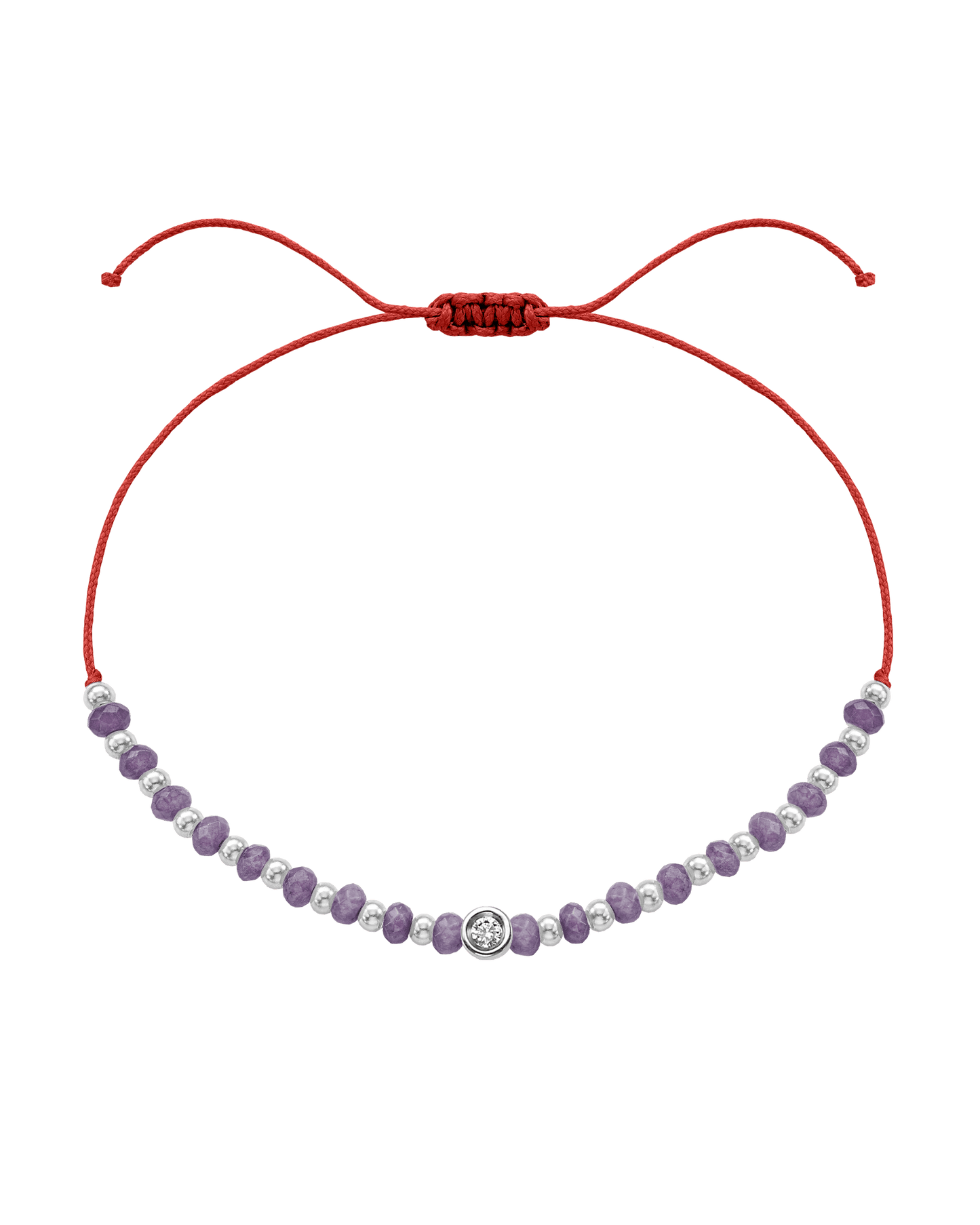 Amethyst Gemstone String of Love Bracelet for Tranquility - 14K White Gold Bracelets magal-dev Red Small: 0.03ct