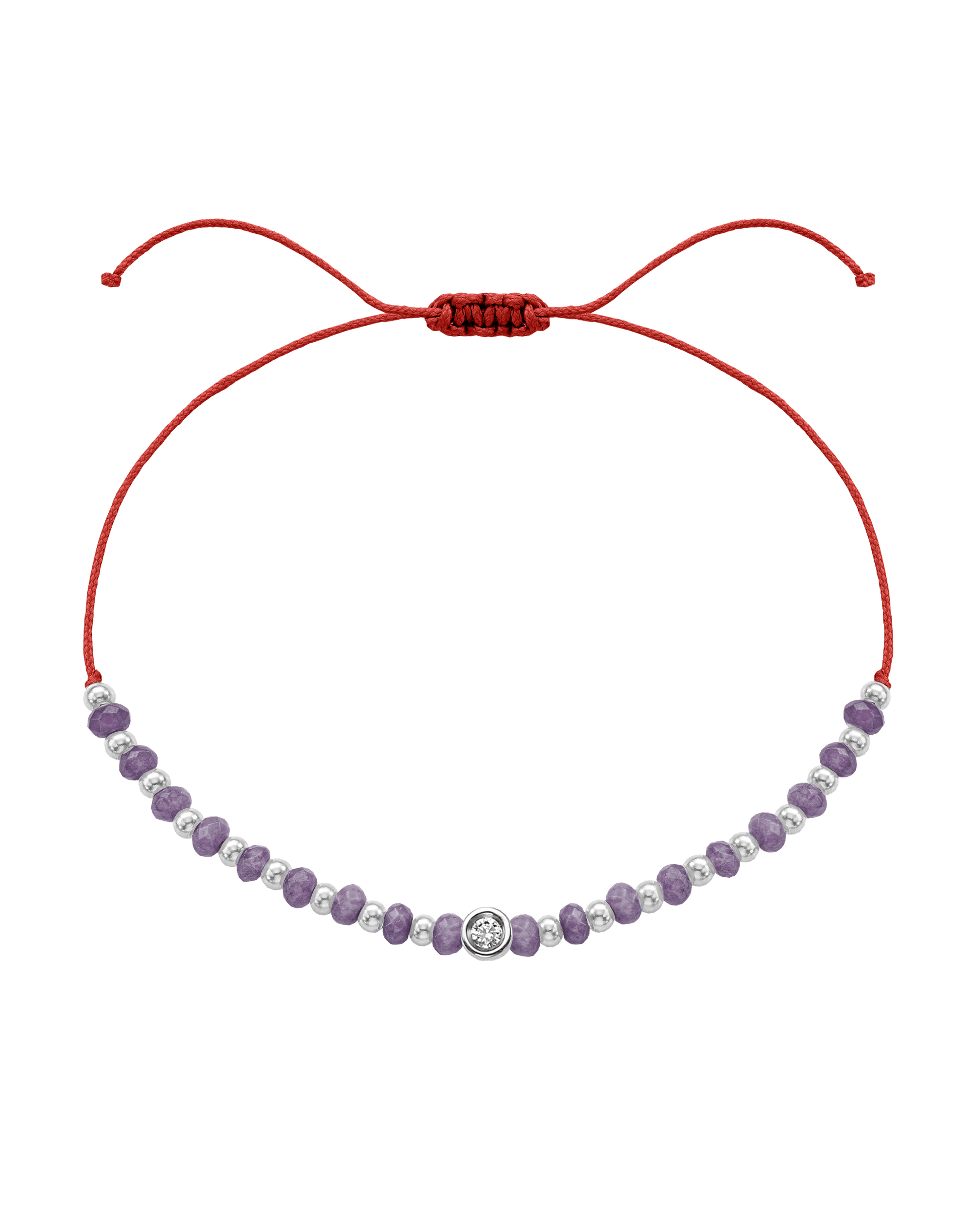 Amethyst Gemstone String of Love Bracelet for Tranquility - 14K White Gold Bracelets magal-dev Red Small: 0.03ct