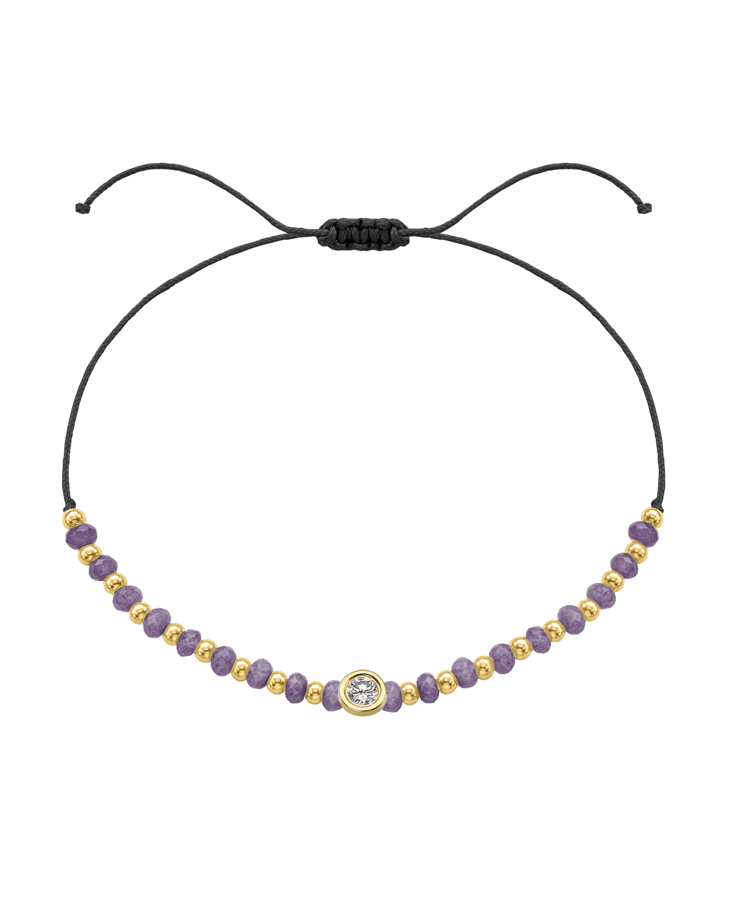 Amethyst Gemstone String of Love Bracelet for Tranquility - 14K Yellow Gold Bracelets magal-dev Black Large: 0.1ct