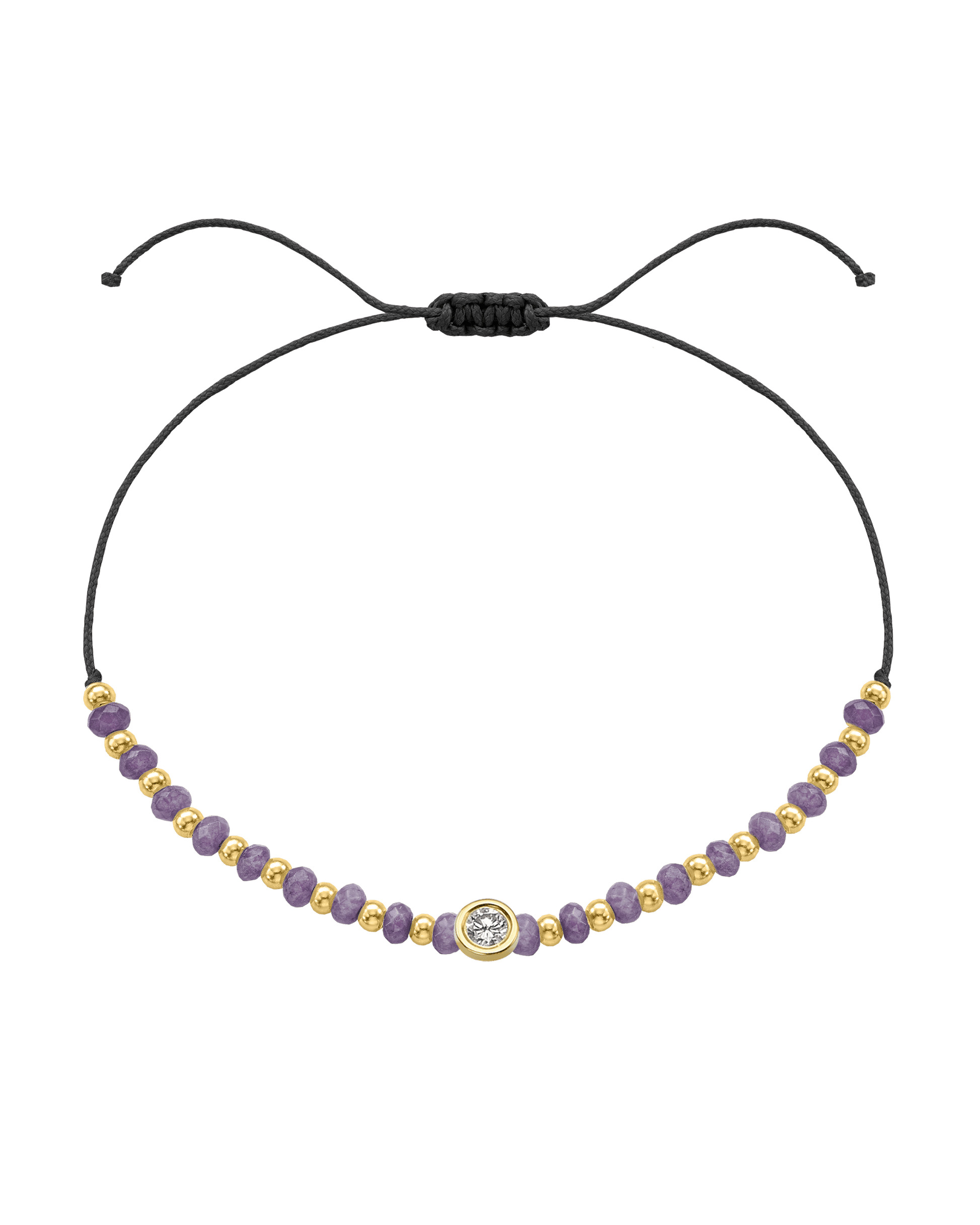 Amethyst Gemstone String of Love Bracelet for Tranquility - 14K Yellow Gold Bracelets magal-dev Black Large: 0.1ct