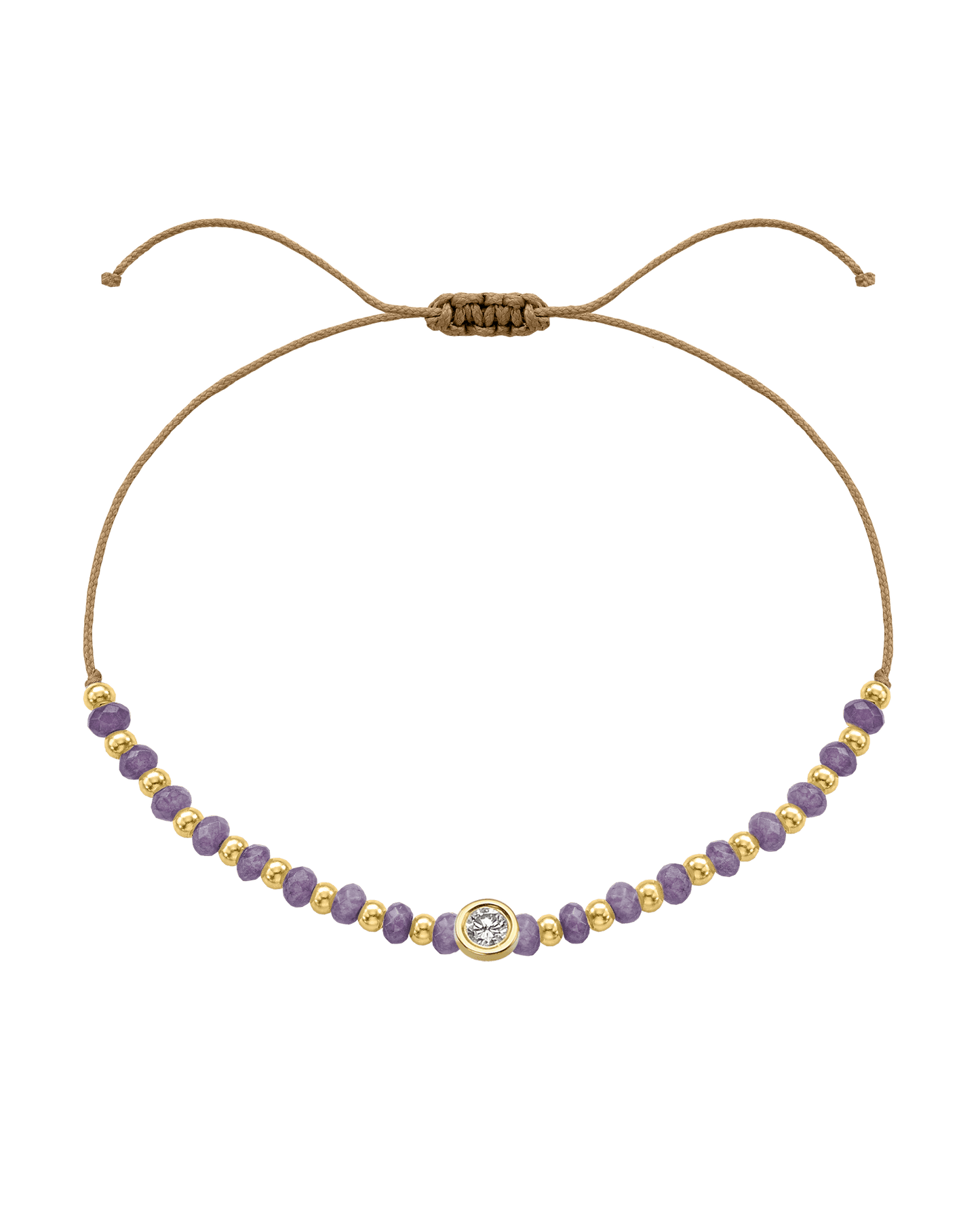 Amethyst Gemstone String of Love Bracelet for Tranquility - 14K Yellow Gold Bracelets magal-dev Camel Large: 0.1ct