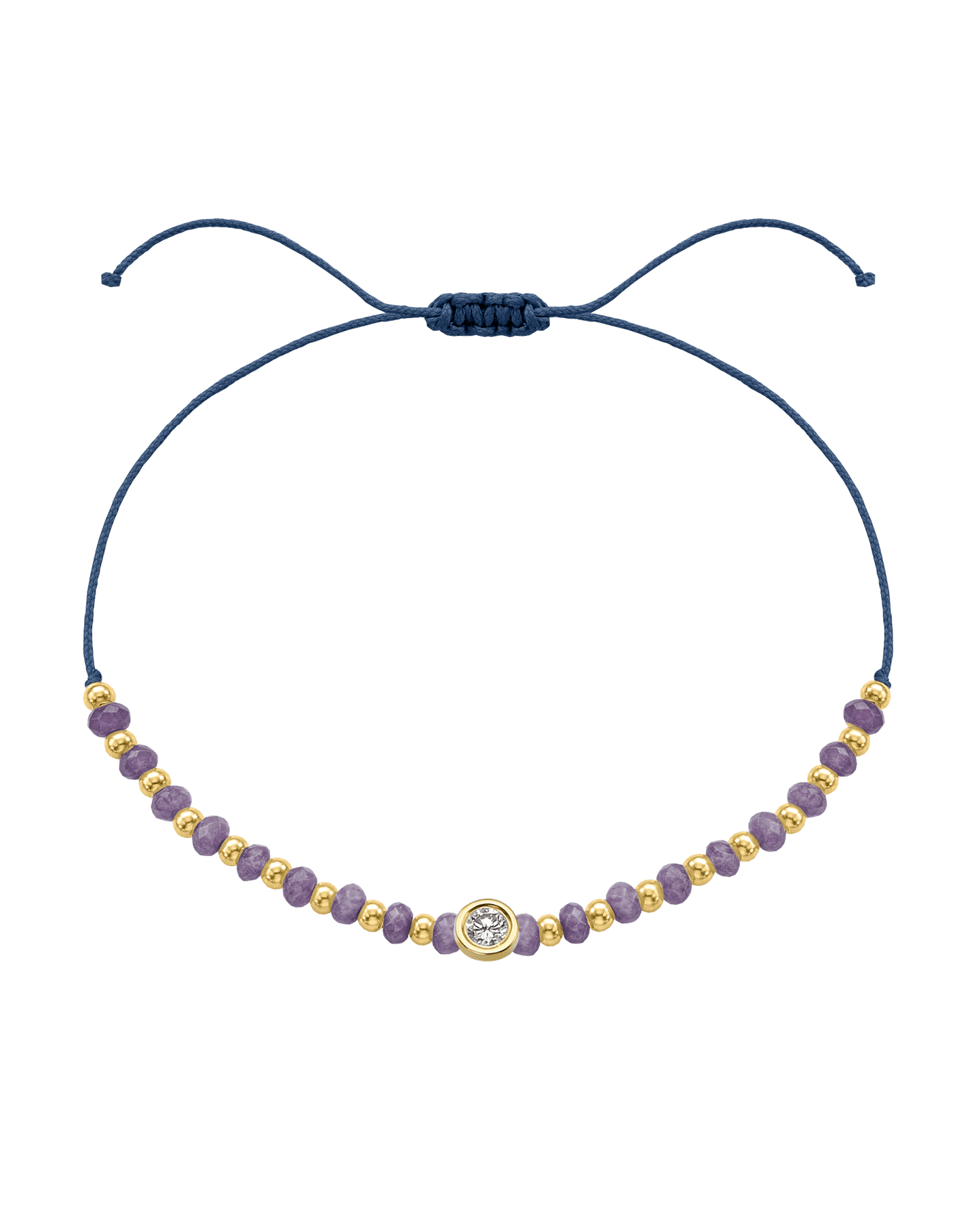 Amethyst Gemstone String of Love Bracelet for Tranquility - 14K Yellow Gold Bracelets magal-dev Indigo Large: 0.1ct