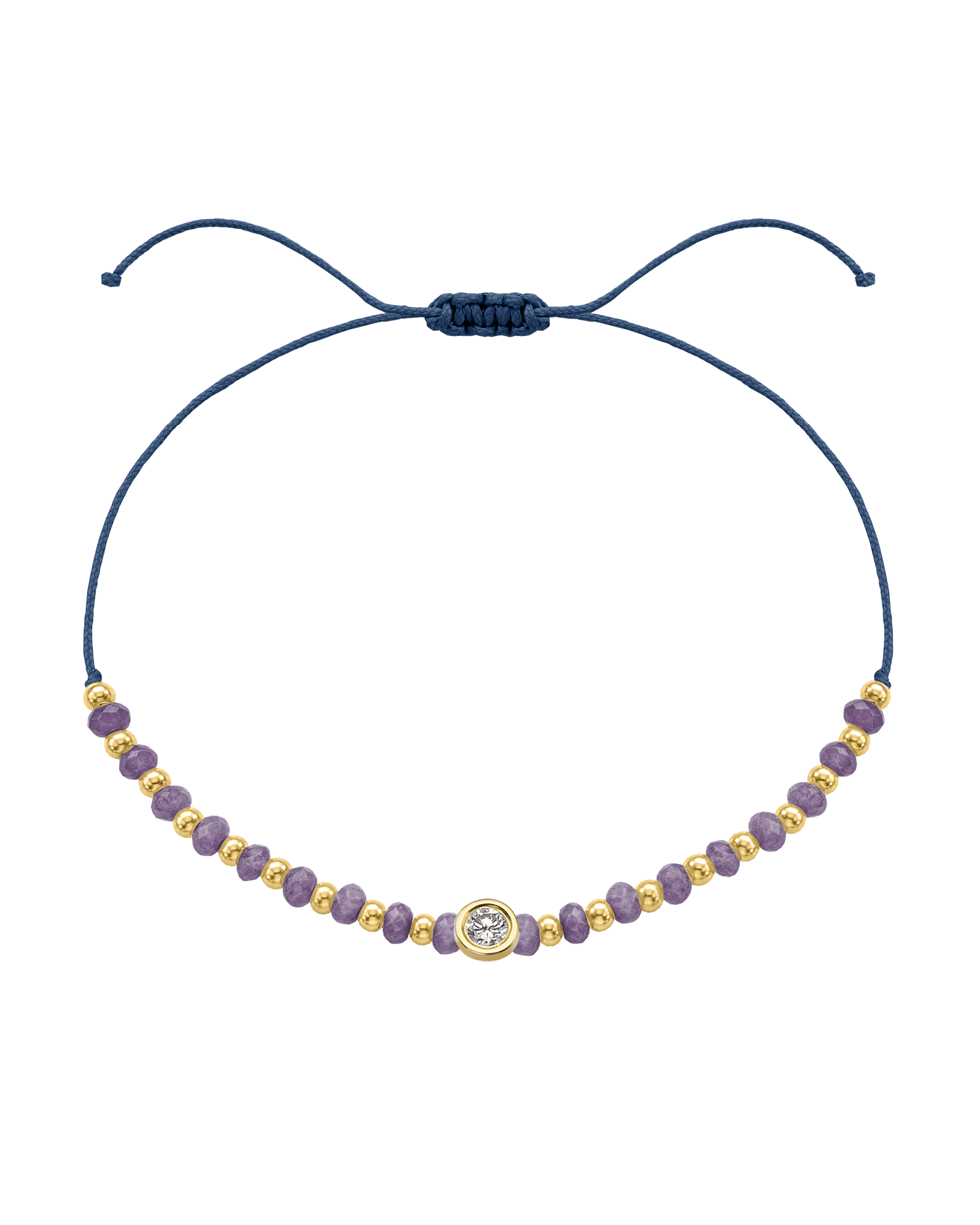 Amethyst Gemstone String of Love Bracelet for Tranquility - 14K Yellow Gold Bracelets magal-dev Indigo Large: 0.1ct