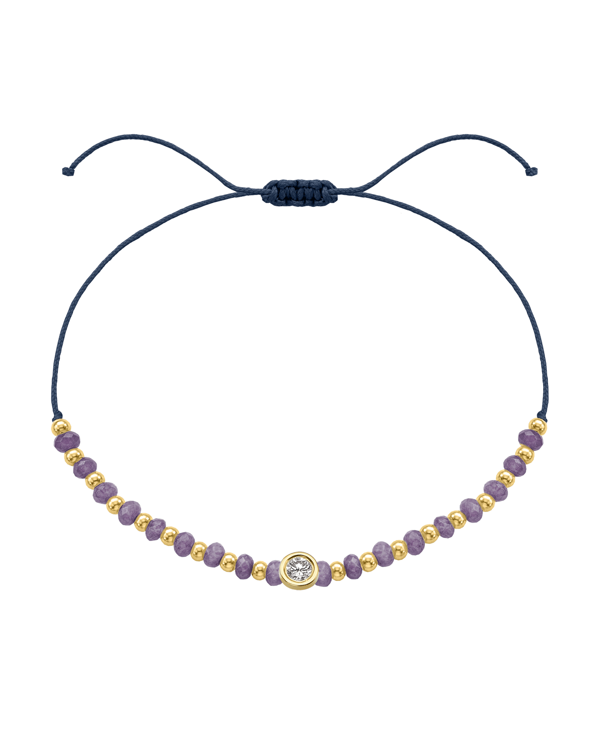 Amethyst Gemstone String of Love Bracelet for Tranquility - 14K Yellow Gold Bracelets magal-dev Navy Blue Large: 0.1ct