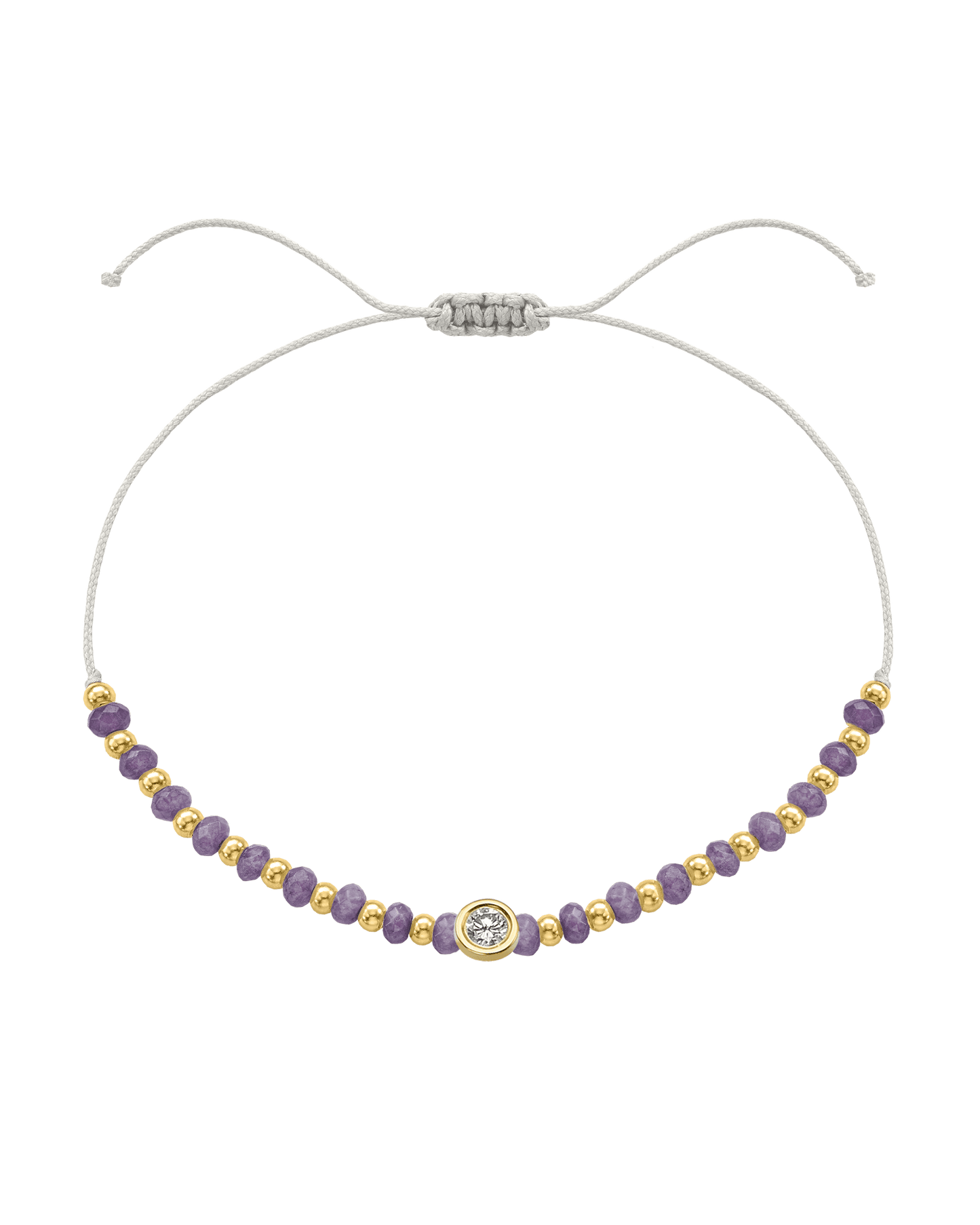 Amethyst Gemstone String of Love Bracelet for Tranquility - 14K Yellow Gold Bracelets magal-dev Pearl Large: 0.1ct