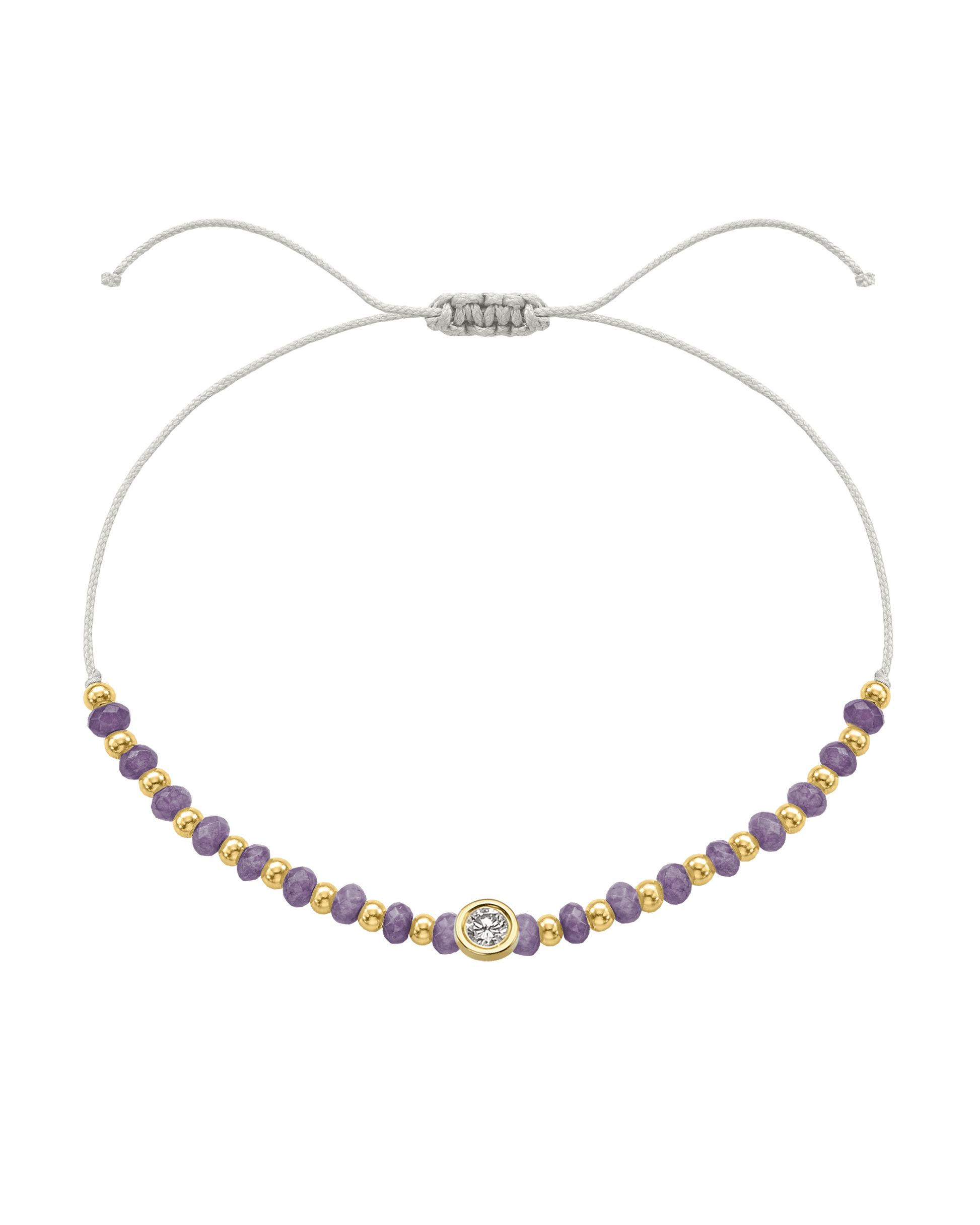 Amethyst Gemstone String of Love Bracelet for Tranquility - 14K Yellow Gold Bracelets magal-dev Pearl Large: 0.1ct
