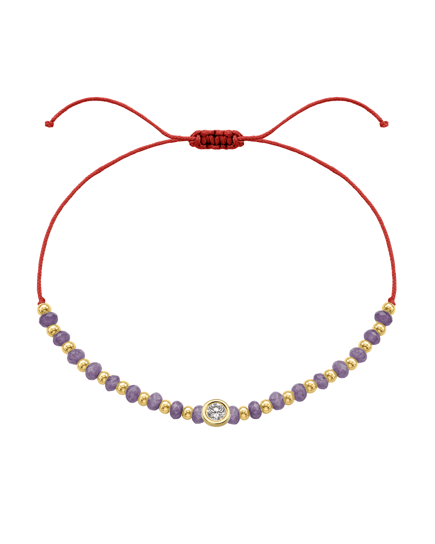 Amethyst Gemstone String of Love Bracelet for Tranquility - 14K Yellow Gold Bracelets magal-dev Red Large: 0.1ct