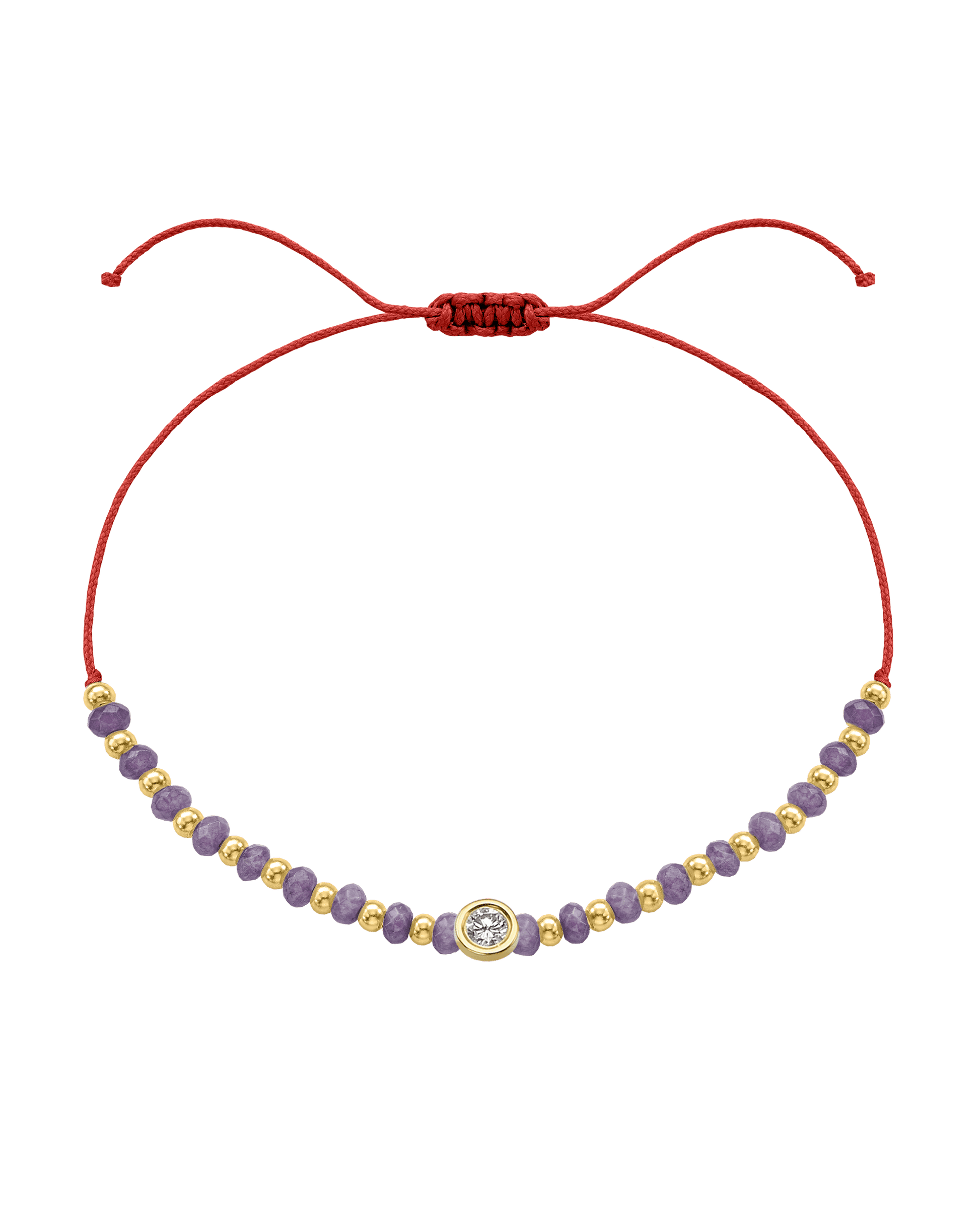 Amethyst Gemstone String of Love Bracelet for Tranquility - 14K Yellow Gold Bracelets magal-dev Red Large: 0.1ct