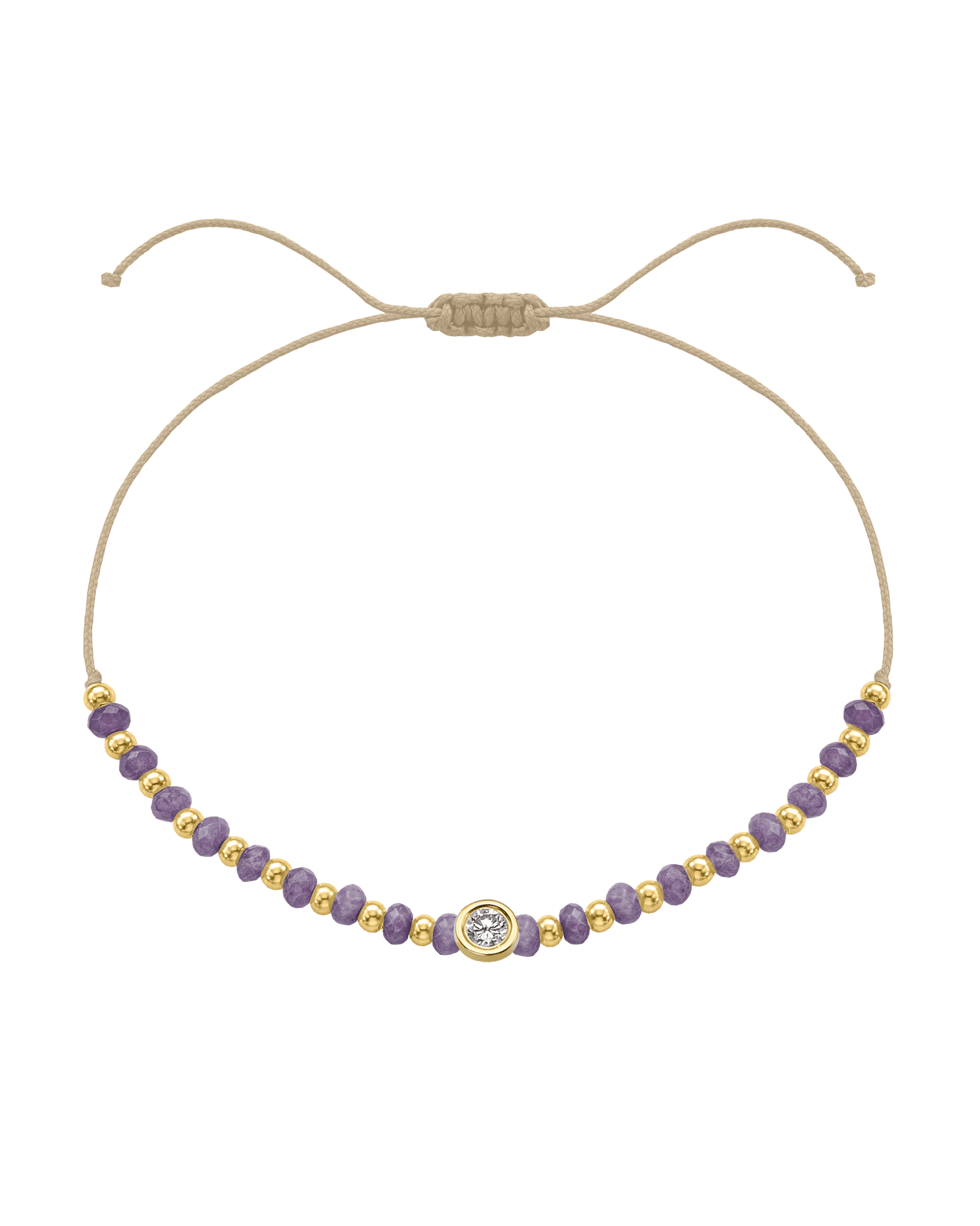Amethyst Gemstone String of Love Bracelet for Tranquility - 14K Yellow Gold Bracelets magal-dev Beige Large: 0.1ct