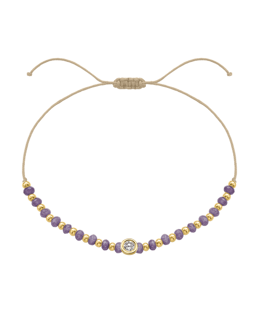 Amethyst Gemstone String of Love Bracelet for Tranquility - 14K Yellow Gold Bracelets magal-dev Beige Large: 0.1ct
