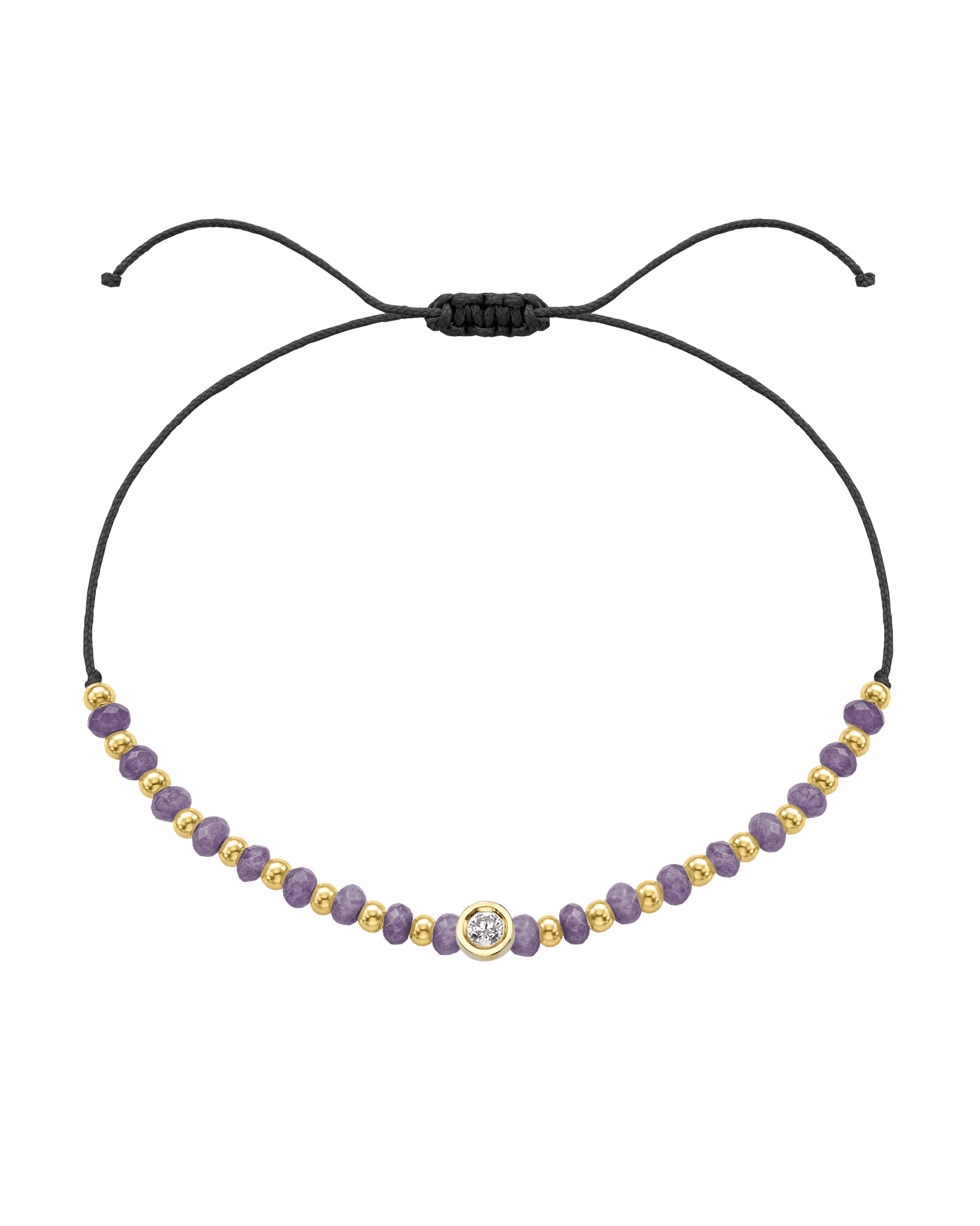 Amethyst Gemstone String of Love Bracelet for Tranquility - 14K Yellow Gold Bracelets magal-dev Black Medium: 0.04ct