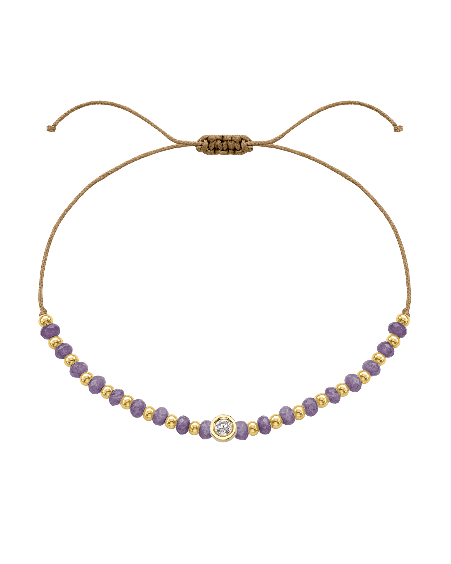 Amethyst Gemstone String of Love Bracelet for Tranquility - 14K Yellow Gold Bracelets magal-dev Camel Medium: 0.04ct