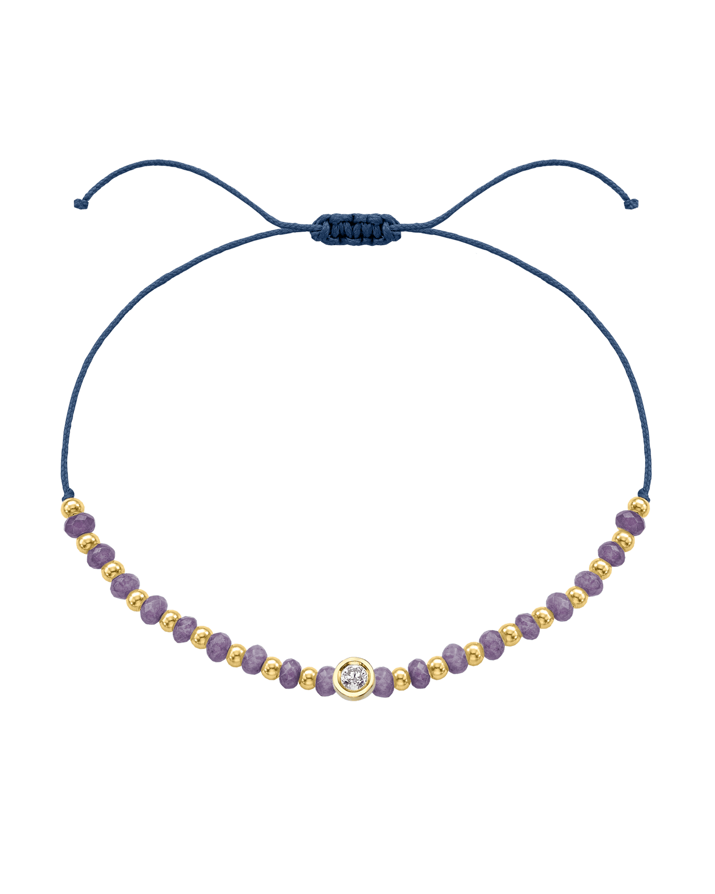 Amethyst Gemstone String of Love Bracelet for Tranquility - 14K Yellow Gold Bracelets magal-dev Indigo Medium: 0.04ct